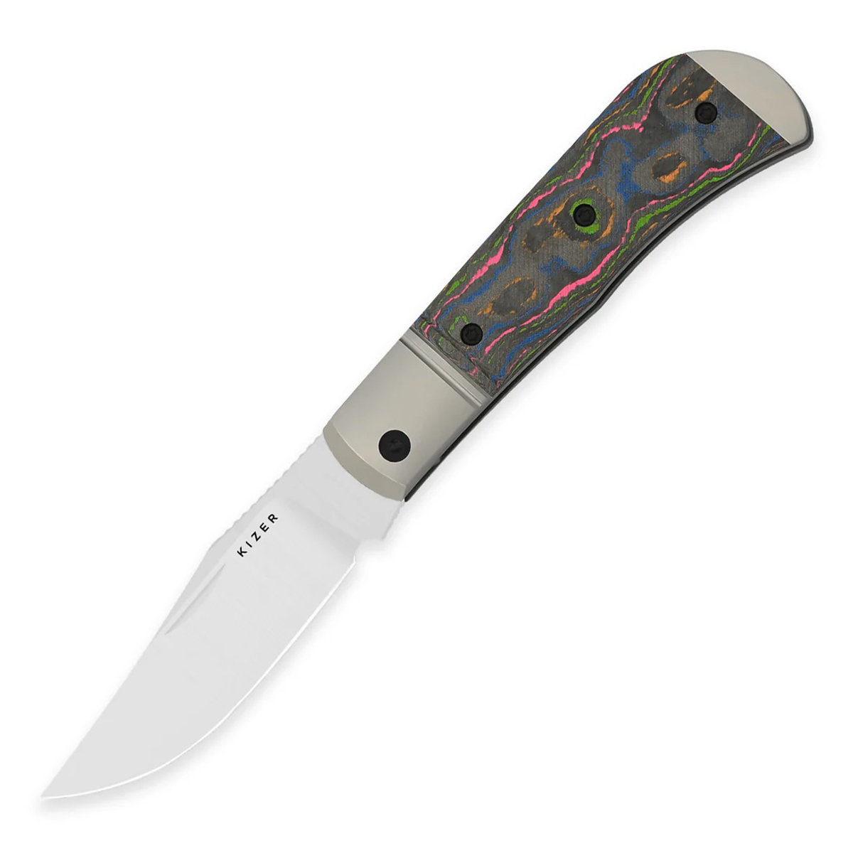 Kizer Trestle Titanium & 80s Camo Handle Hand Brushed M390 Blade KI3761A2 View 1