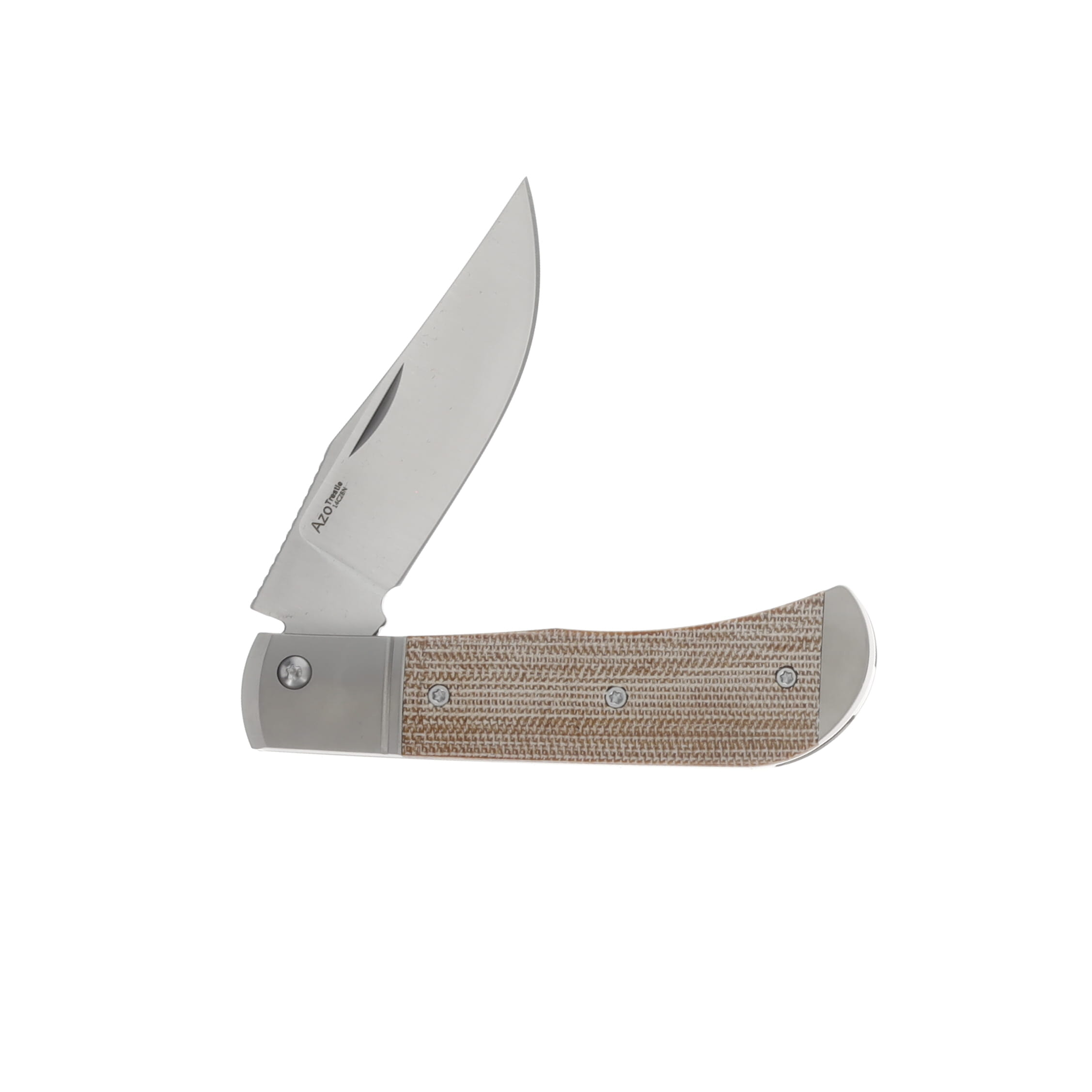 Kizer Trestle Folding Knife Silver-Brown Titanium-Micarta Handle 2.9in Satin 14C28N Clip Point Blade V3761A1 View 4