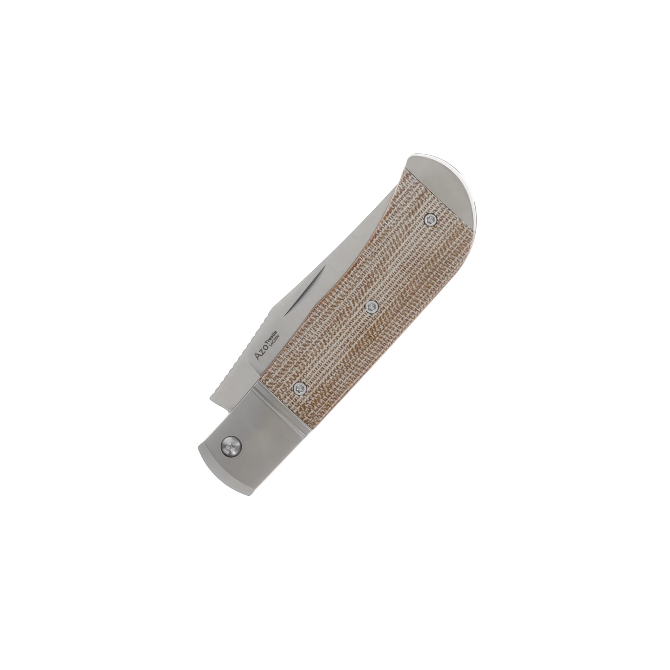 Kizer Trestle Folding Knife Silver-Brown Titanium-Micarta Handle 2.9in Satin 14C28N Clip Point Blade V3761A1 View 5