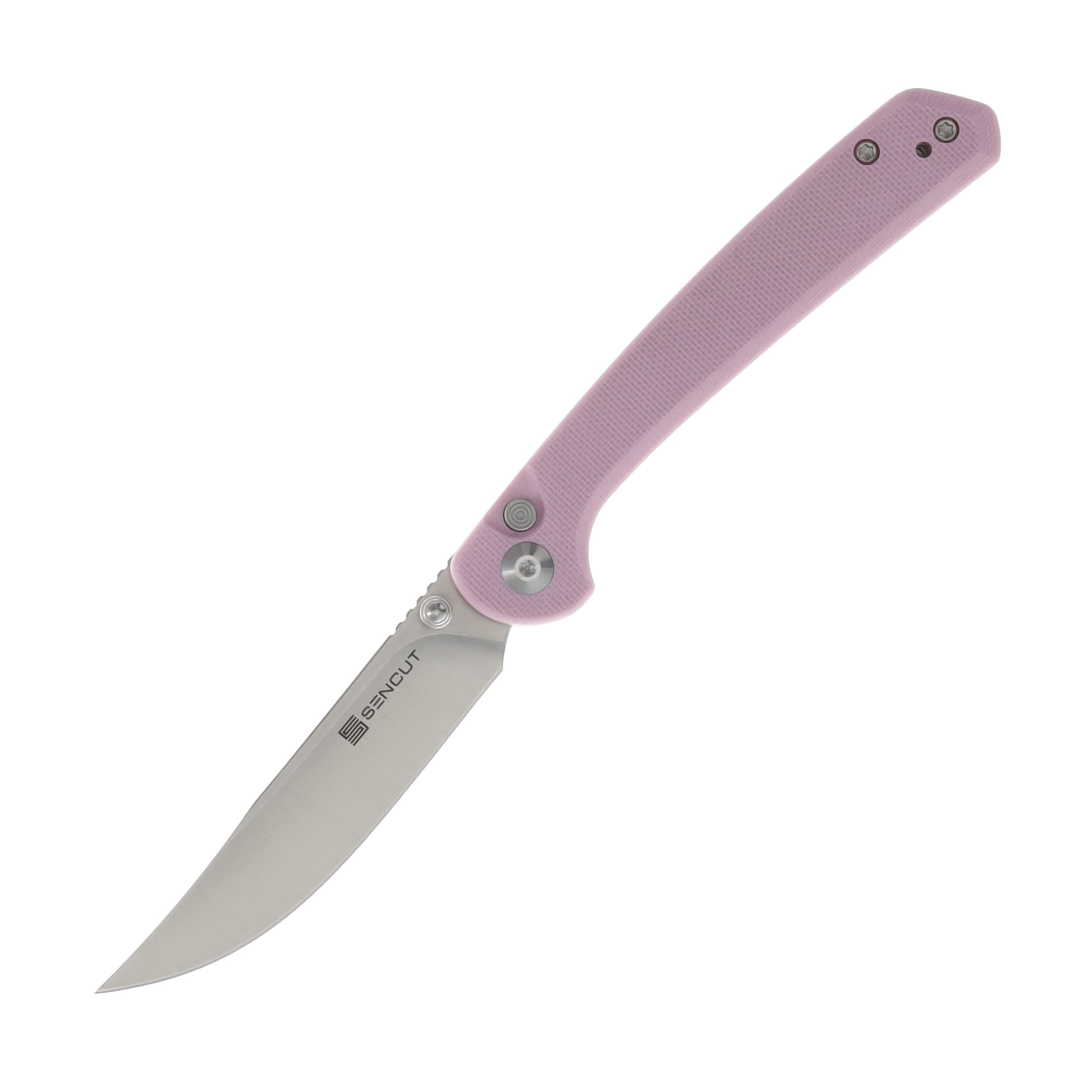 SENCUT Skelfin Folding Knife Powder Pink 3.3in Plain Satin Clip Point S25007-3 View 2
