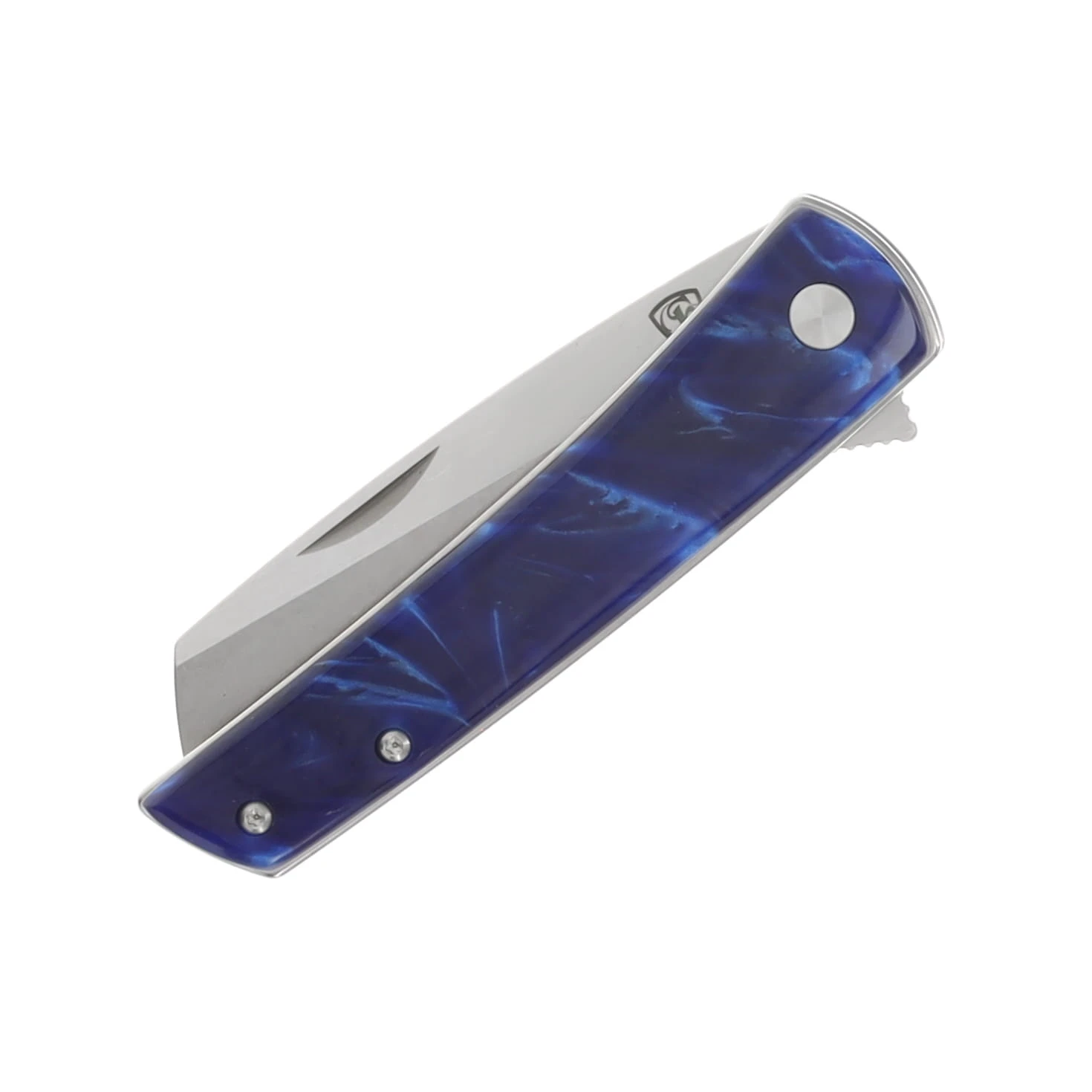 Finch Knife Co Oxbow Folding Knife Deep Blue 3In Plain Satin Sheepsfoot OX515 View 6