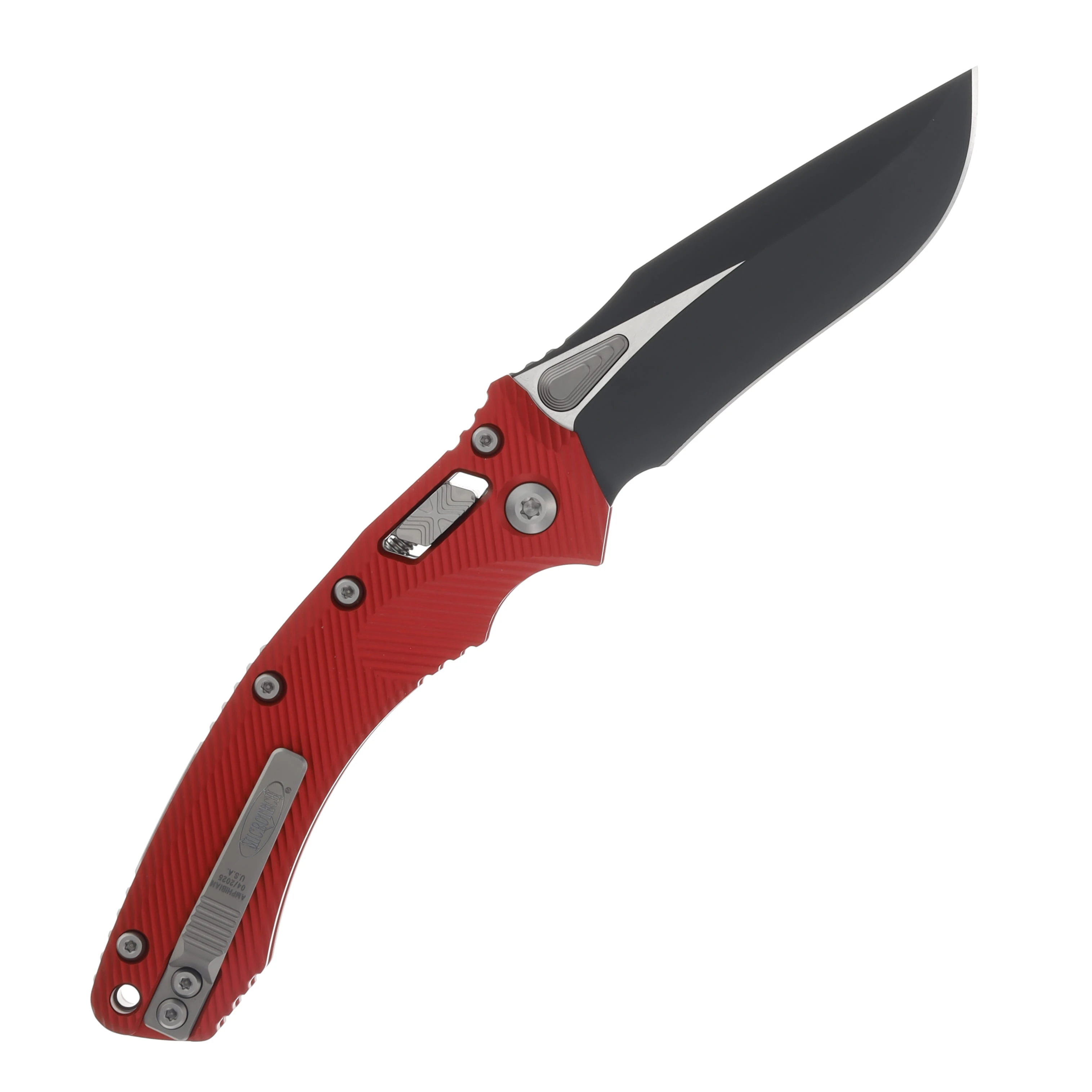 Microtech Amphibian RAM-LOK Folding Knife DLC Standard/Fluted Red Aluminum MT137RL1FLRD View 2