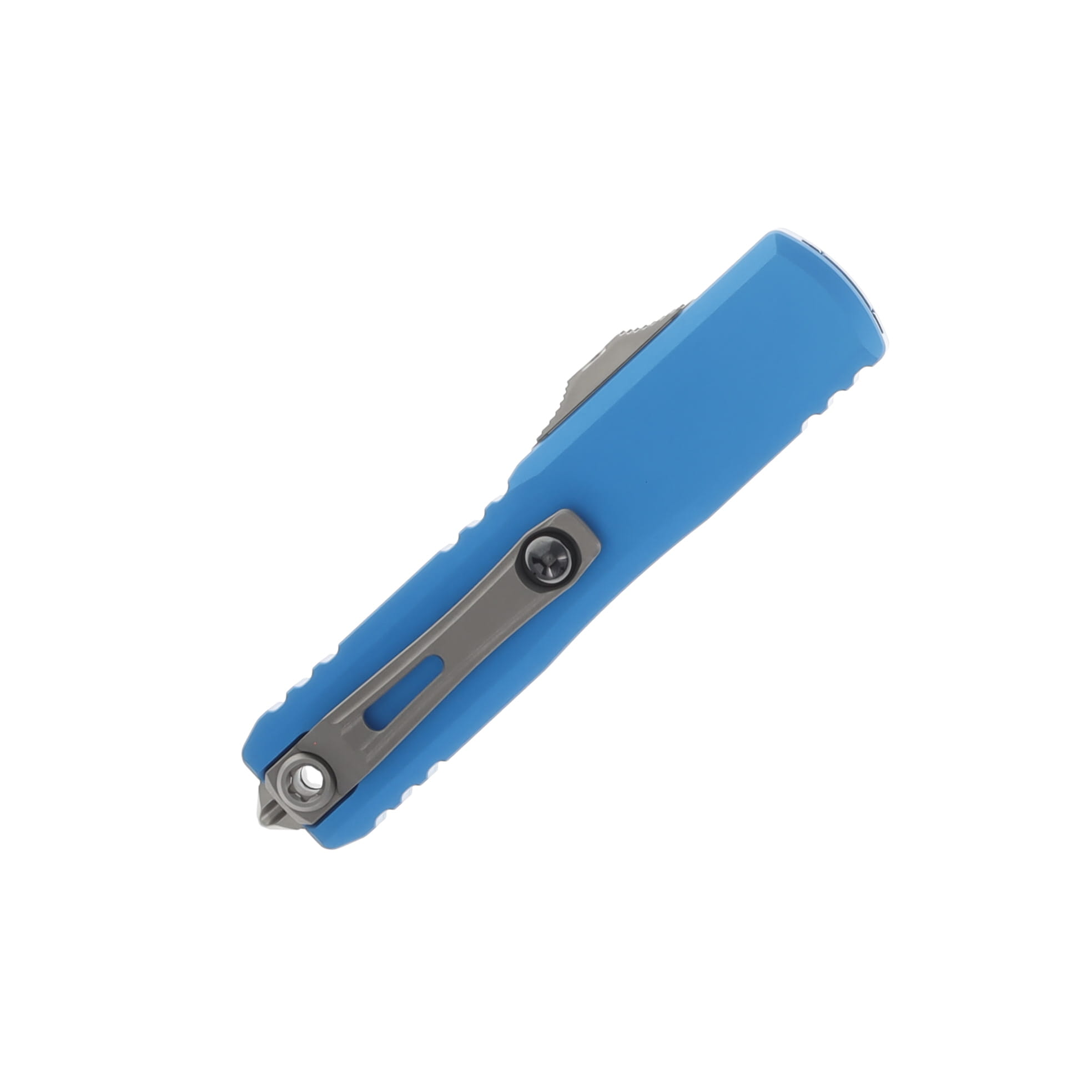Microtech UTX-85 OTF Automatic Knife Gen III Stonewash Dagger/Blue AUMT123210BL View 3