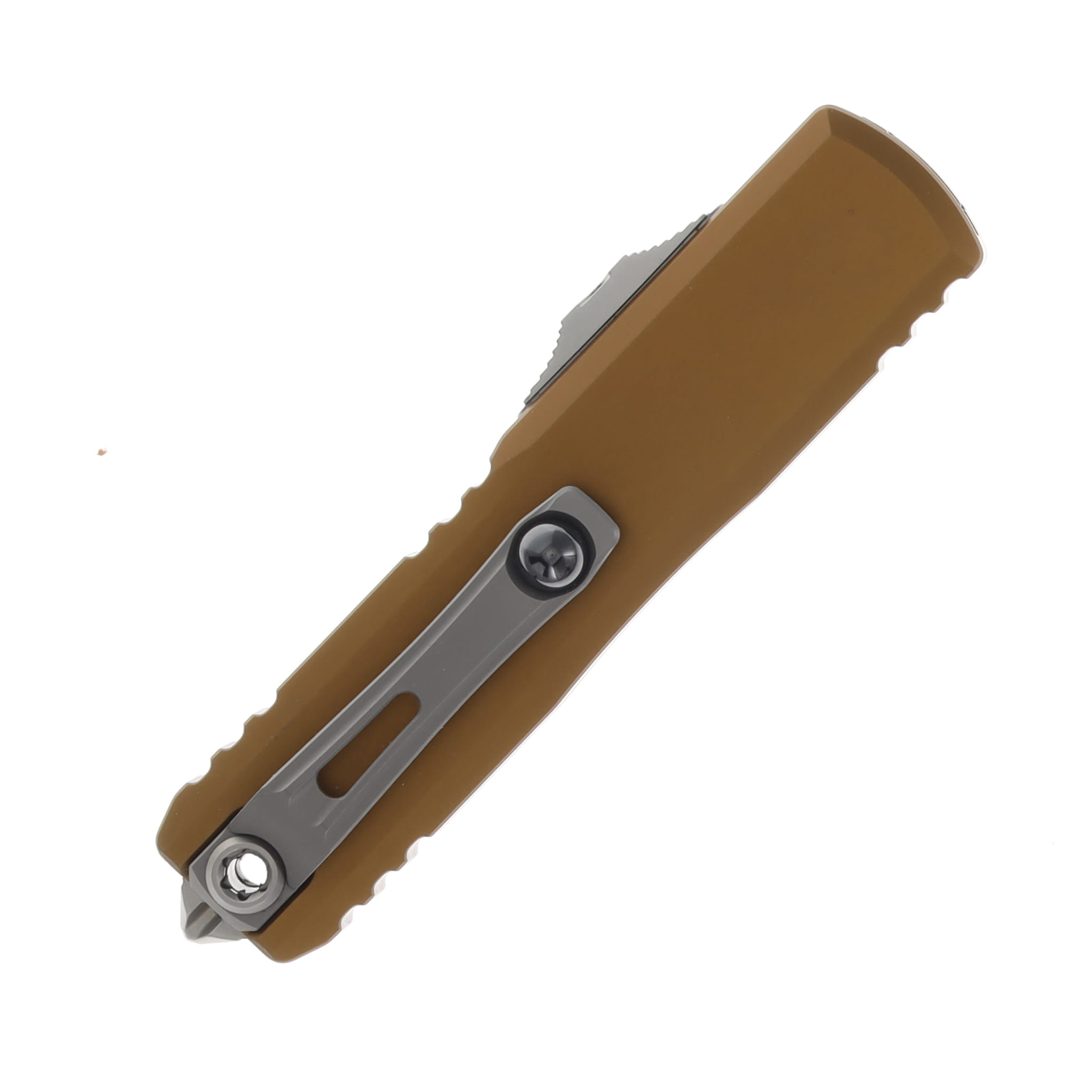 Microtech UTX-85 OTF Automatic Knife Gen III Half Serrated Stonewash Dagger/Tan AUMT123211TA View 3