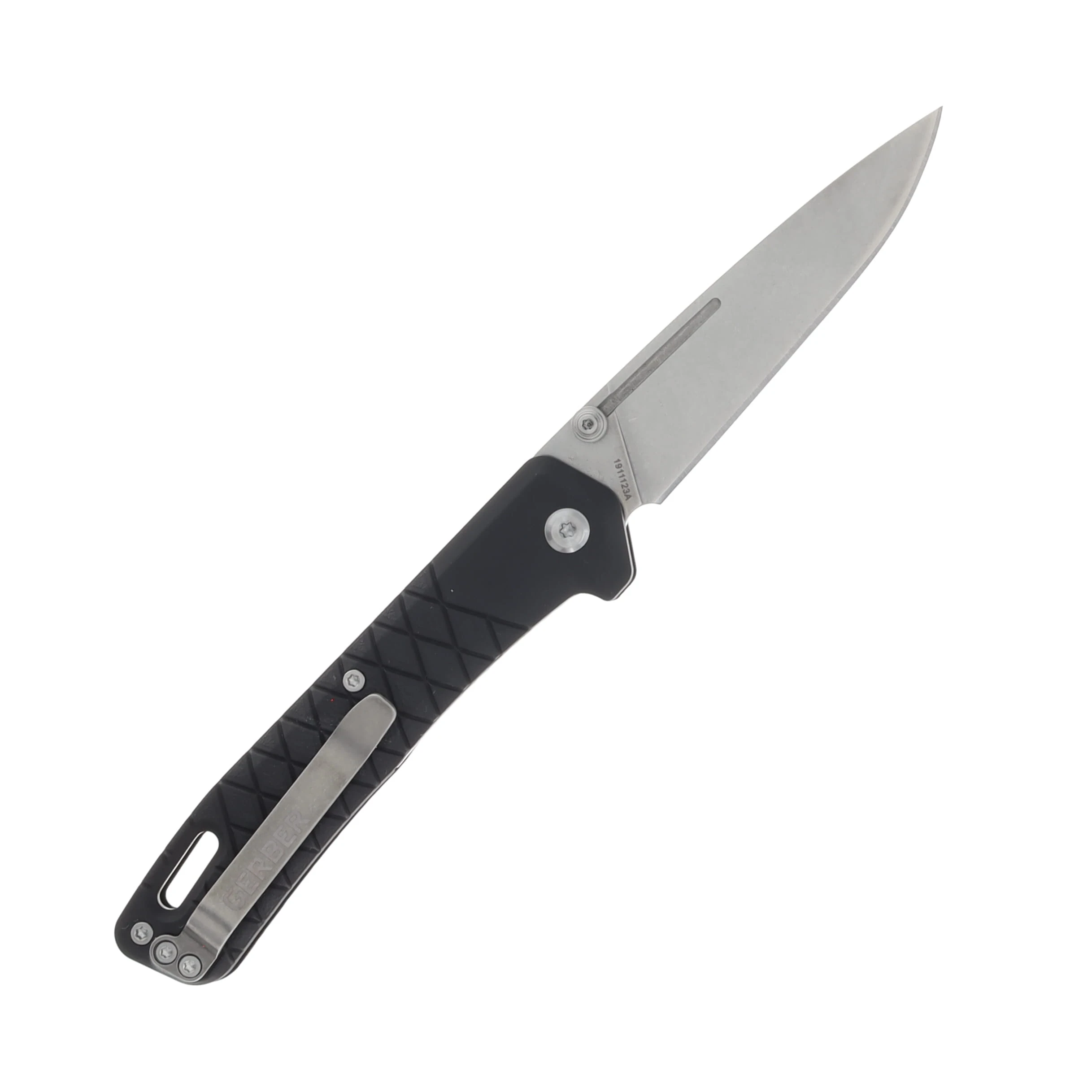 Gerber Zilch Folding Knife Black GFN Handle 3.1in Stonewash Drop Point Blade G1071255 View 2