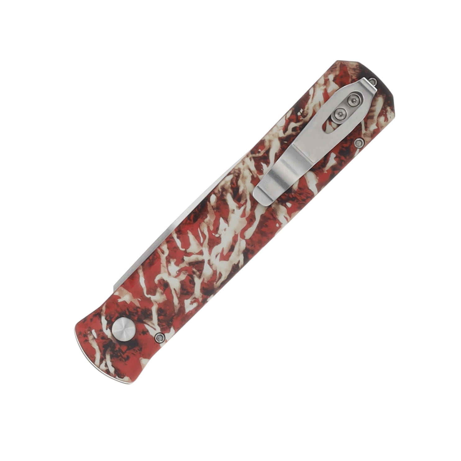 ProTech Godfather Automatic Knife Satin/Crimson Tiger Camo with Mother of Pearl Button AUPT921-SATIN CTC View 3
