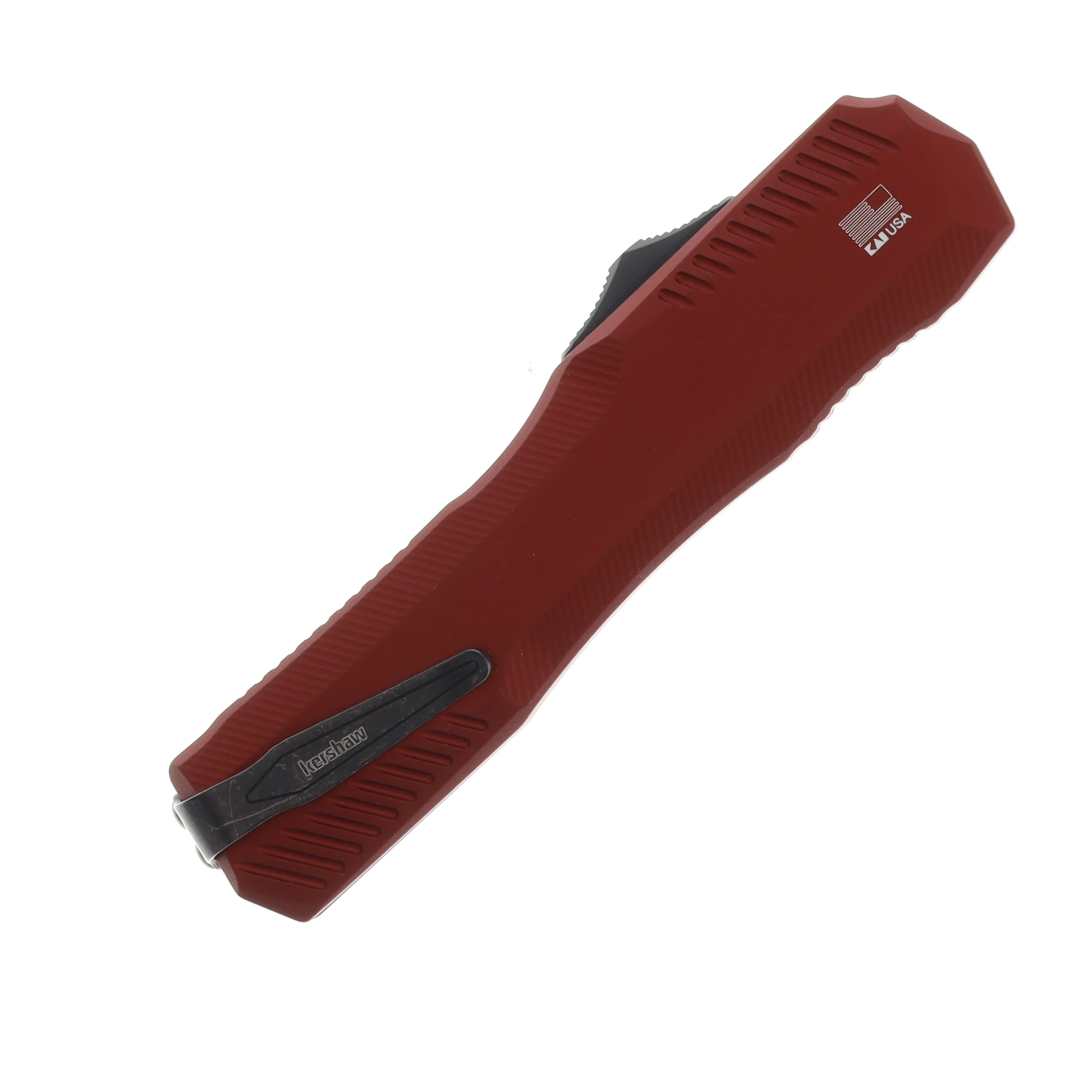 Kershaw Livewire OTF Auto Red Aluminum Handle 3.3in Blackwashed Spear Point Blade AUKS9000MERL View 3