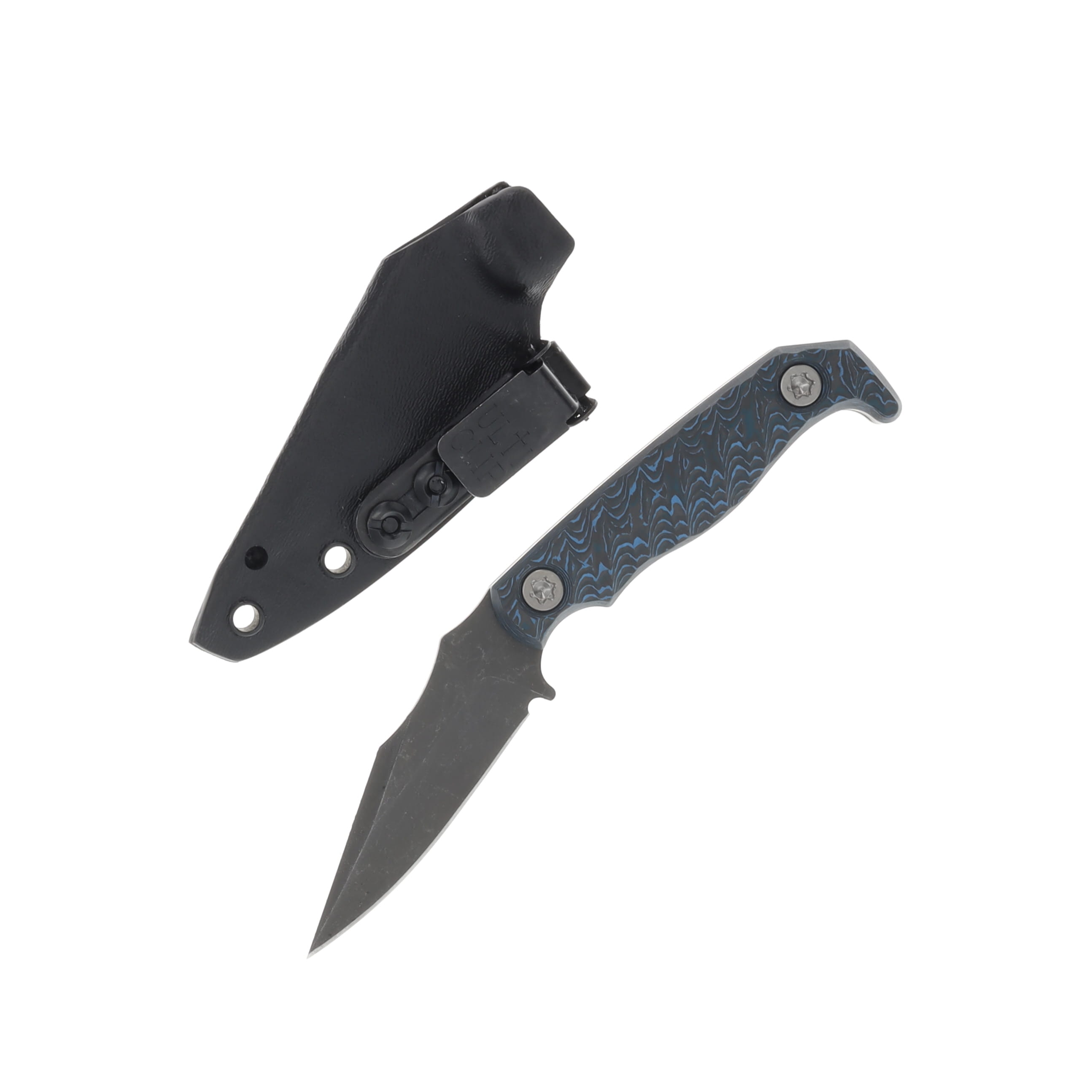 Half Face Blades Custom EDC Fixed Blade Knife Cerakote/Arctic Storm Carbon Fiber HFCEDCASCF View 1