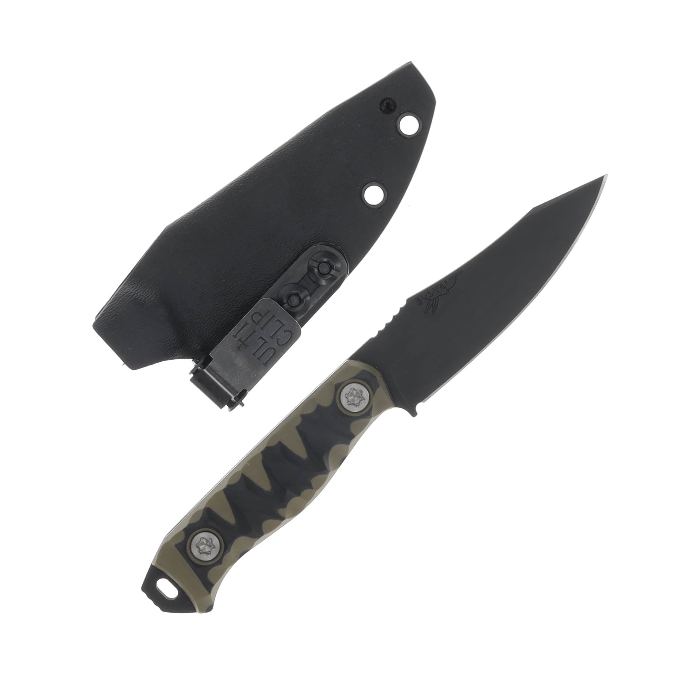 Half Face Blades Field Knife Jr OD Green -Black Chaos 3.5in Plain Armor Black Drop Point HFFKJBKOD View 2