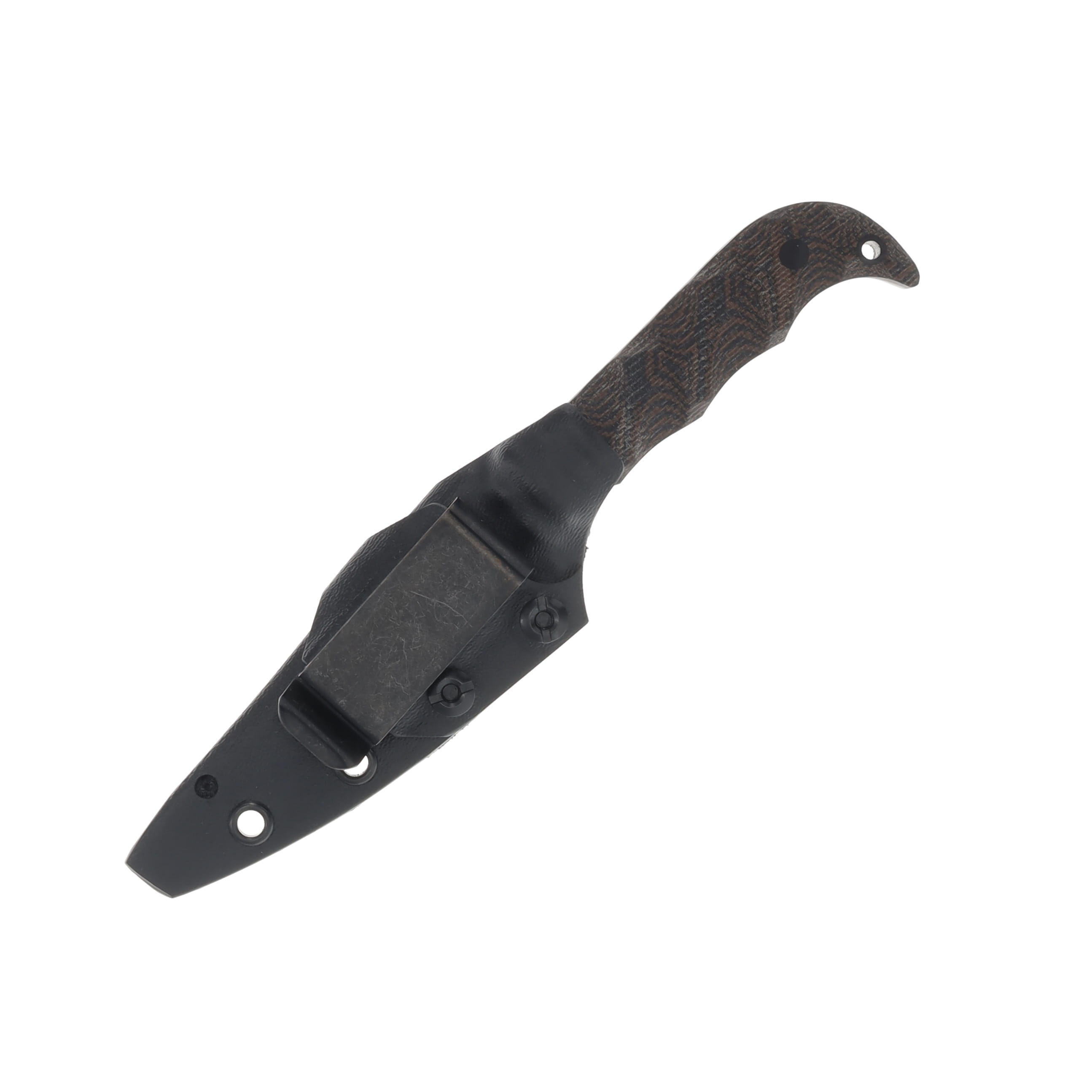 Half Face Blades Senator Fixed Blade Red/Black Canvas Micarta with Carbon Fiber Accents HFSENRDBKCM View 3