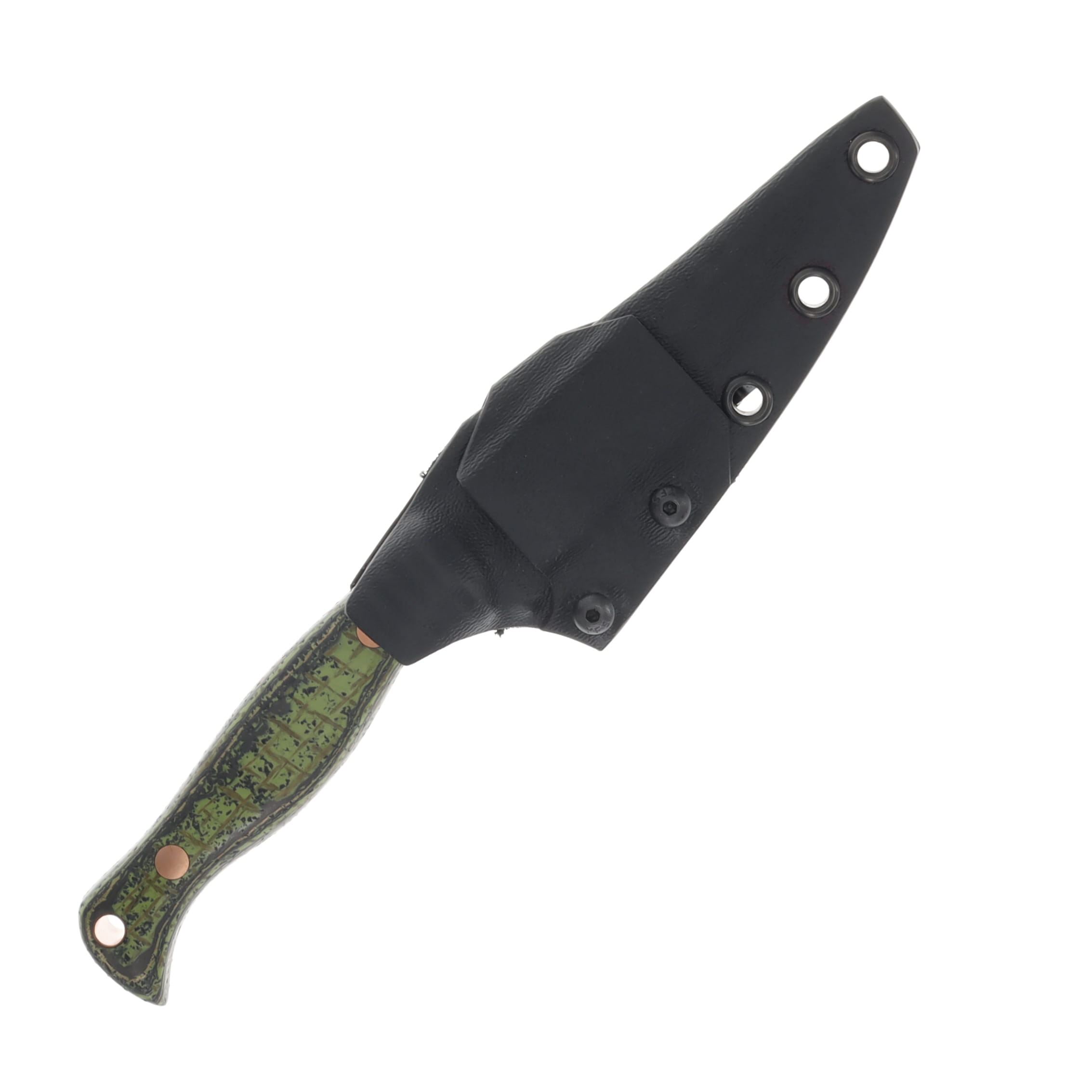 Half Face Blades Congressman Fixed Blade Knife Carbon and Copper Mesh/Micarta with Rubber and Green Resin HFCCCMRMGR View 3