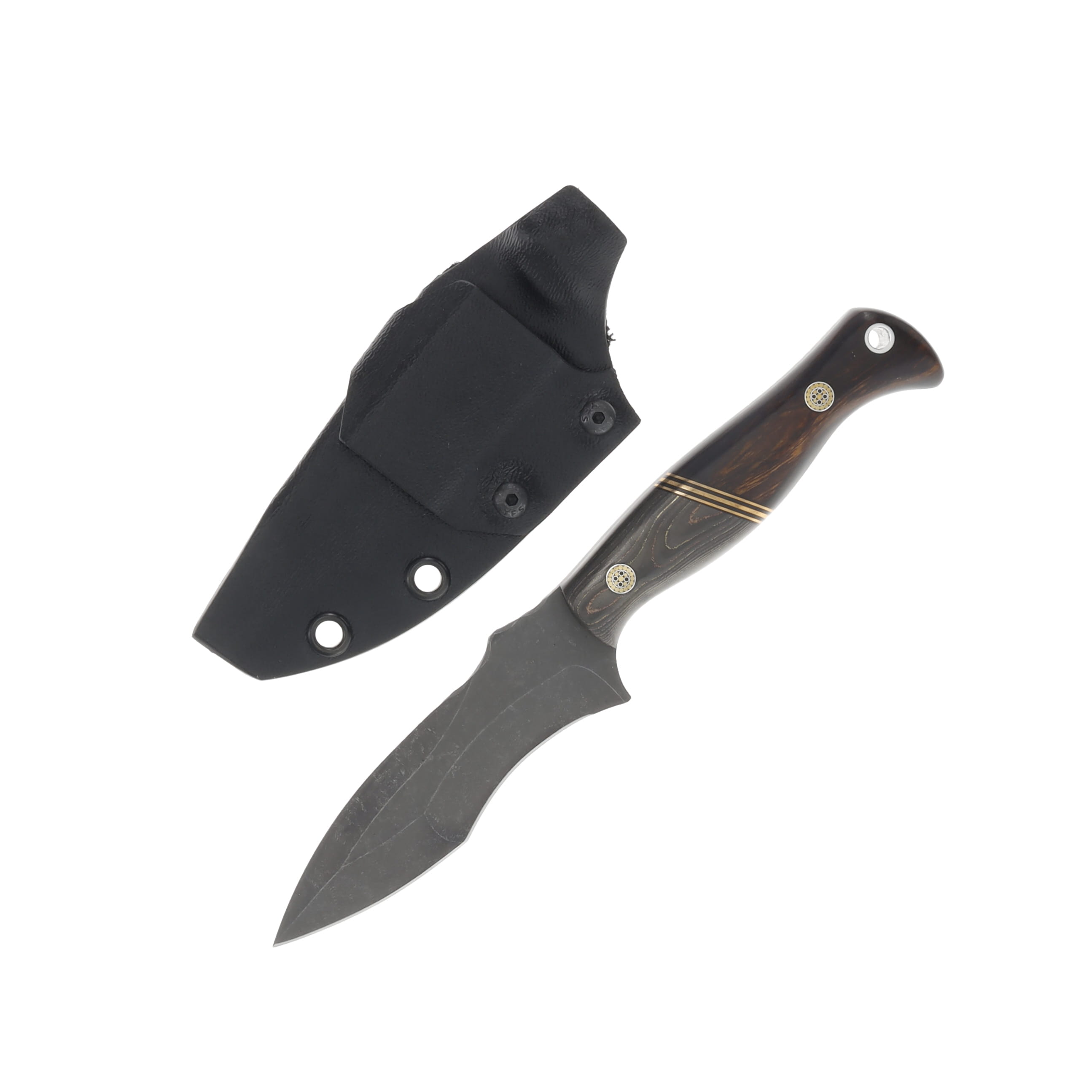 Half Face Blades Extremis MK1 Fixed Blade Gold and Copper CamoCarbon with Desert Ironwood HFEXMK1GCCC View 1