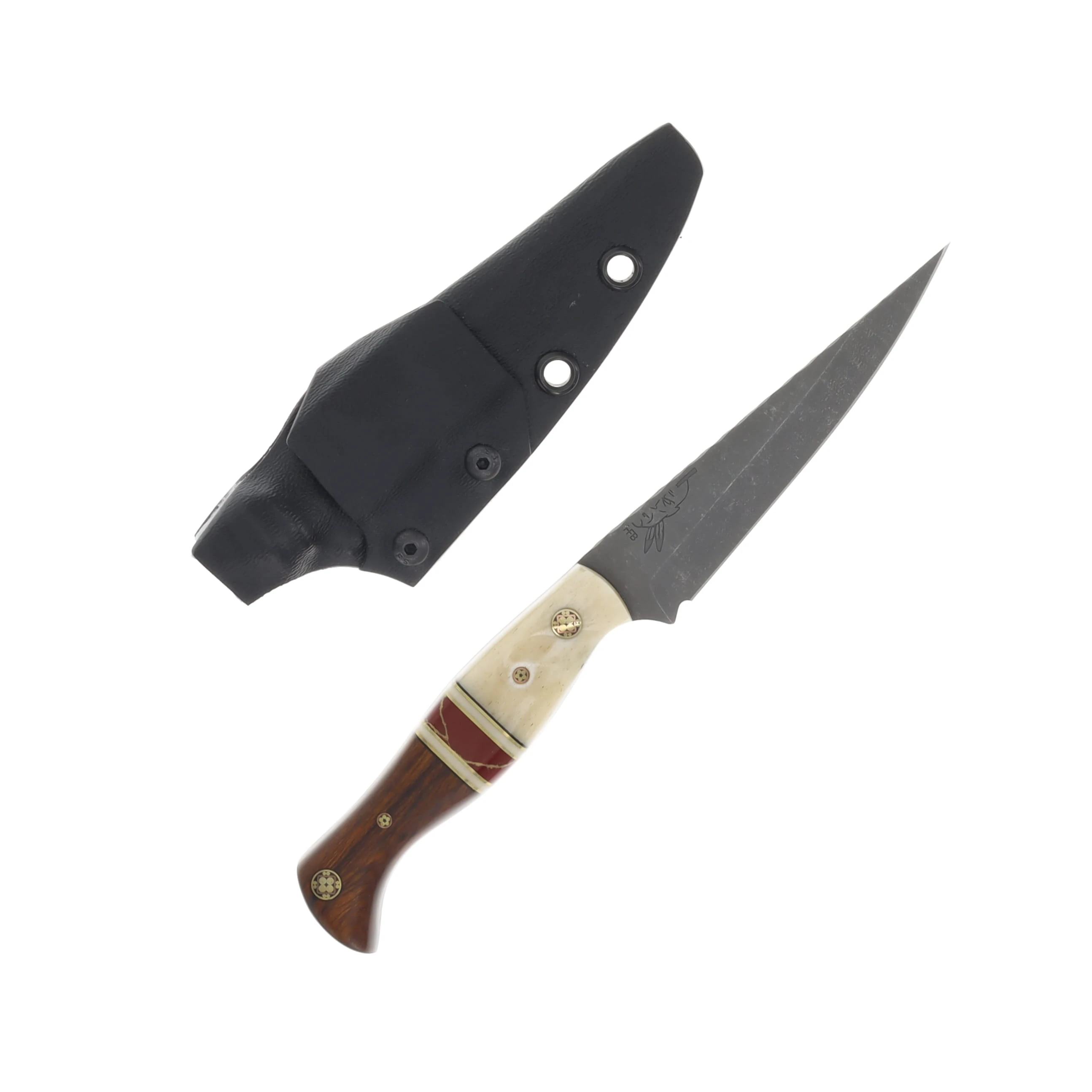 Half Face Blades Congressman Fixed Blade Knife Giraffe Bone with Black G-10/Desert Ironwood HFCGBBK View 1