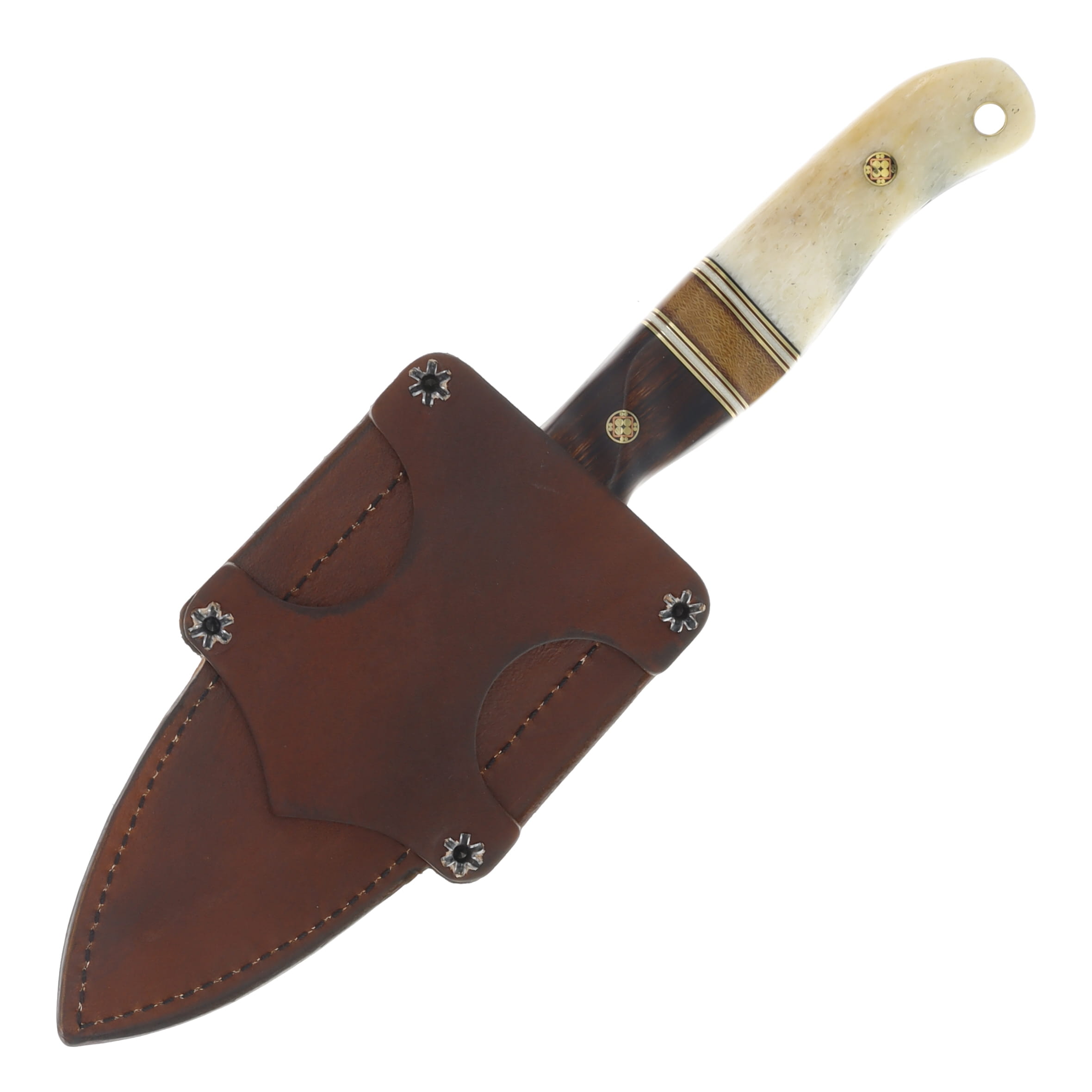 Half Face Blades Crow Jr Fixed Blade Knife Desert Ironwood Black G-10 with Giraffe Bone HFCJRDI View 4