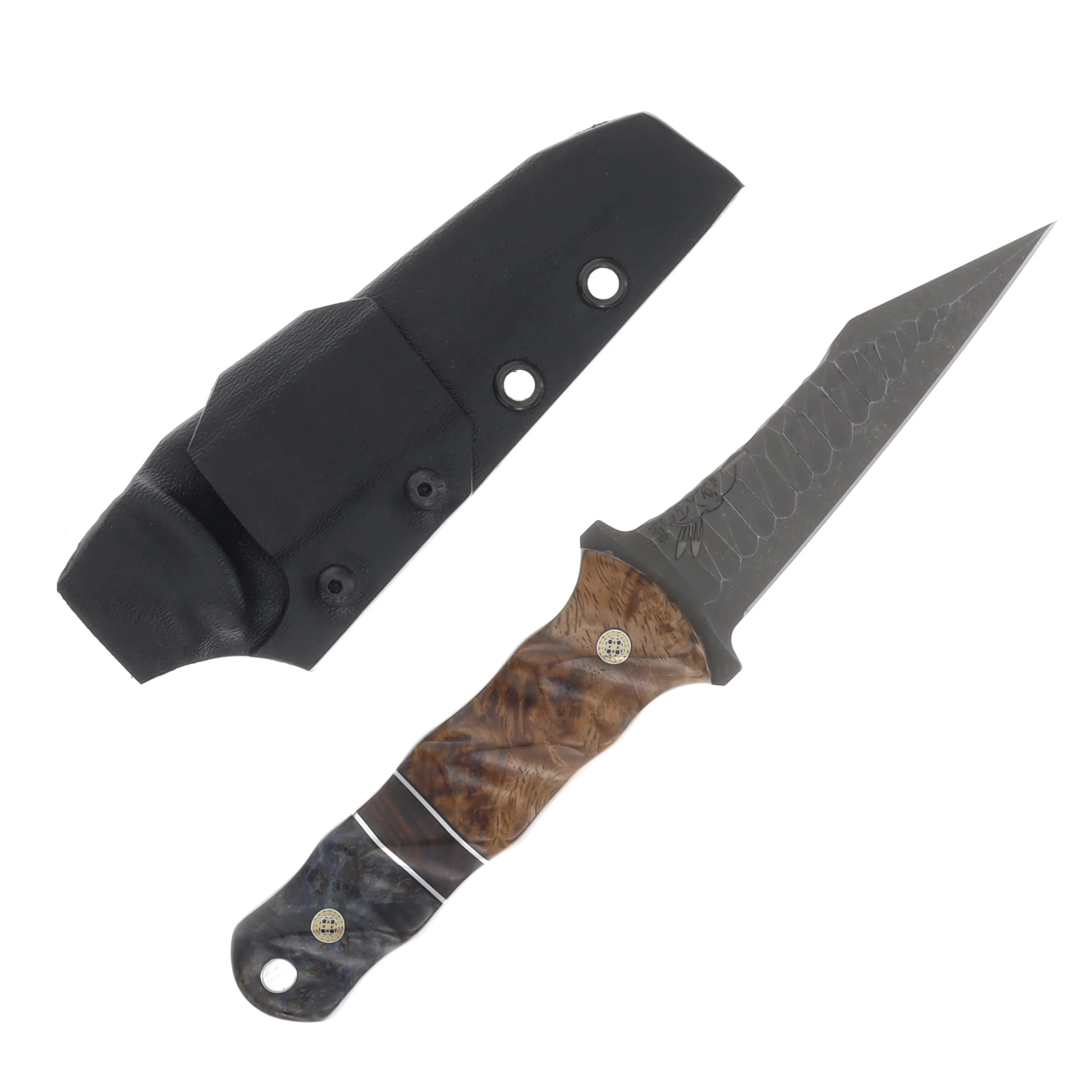 Half Face Blades Combat Dirt Nap Fixed Blade Knife Afzelia/Black G-10 with Ironwood HFCDNAB View 2