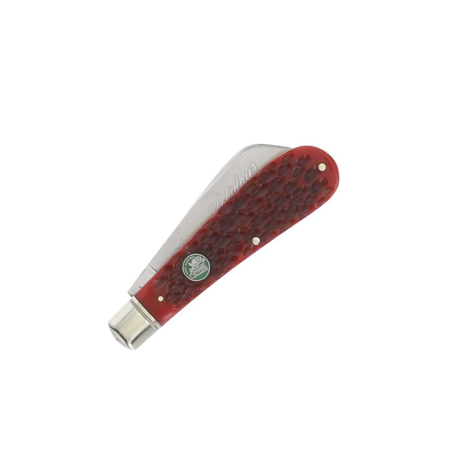 Rough Rider Christmas 2025 Red & Green Jigged Bone Half Hawk Folding Knife RR2725 View 6