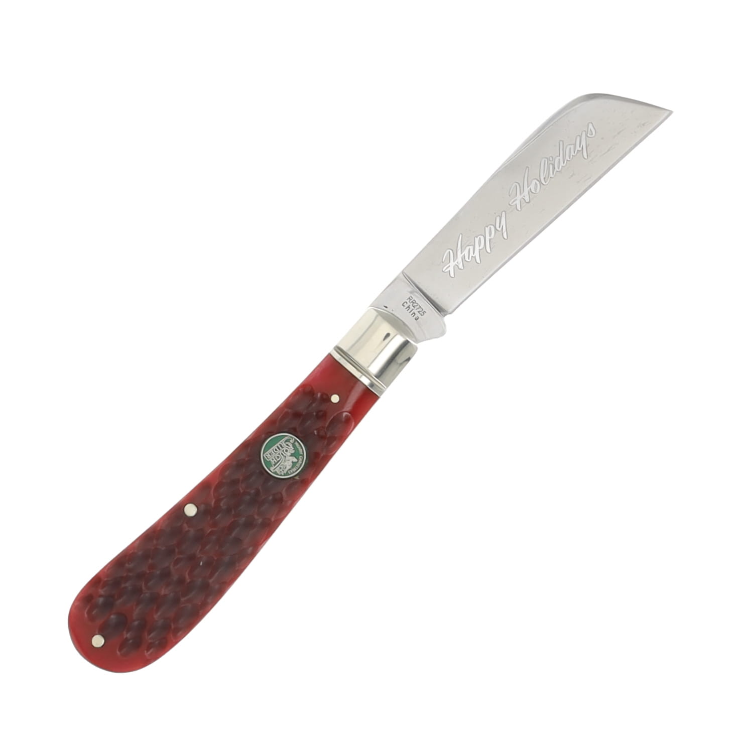 Rough Rider Christmas 2025 Red & Green Jigged Bone Half Hawk Folding Knife RR2725 View 2