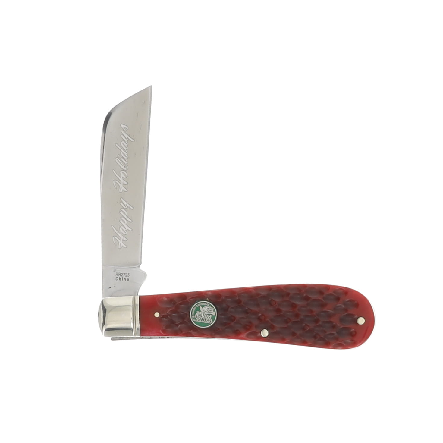 Rough Rider Christmas 2025 Red & Green Jigged Bone Half Hawk Folding Knife RR2725 View 4