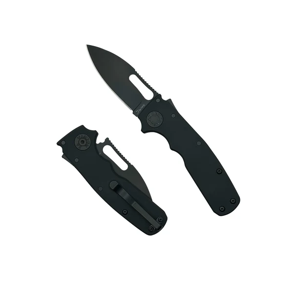 Demko Knives Shark Cub Stealth 2.5 Inch Plain Black DLC Clip Point SCS-20CV-BLKALUMCP View 1