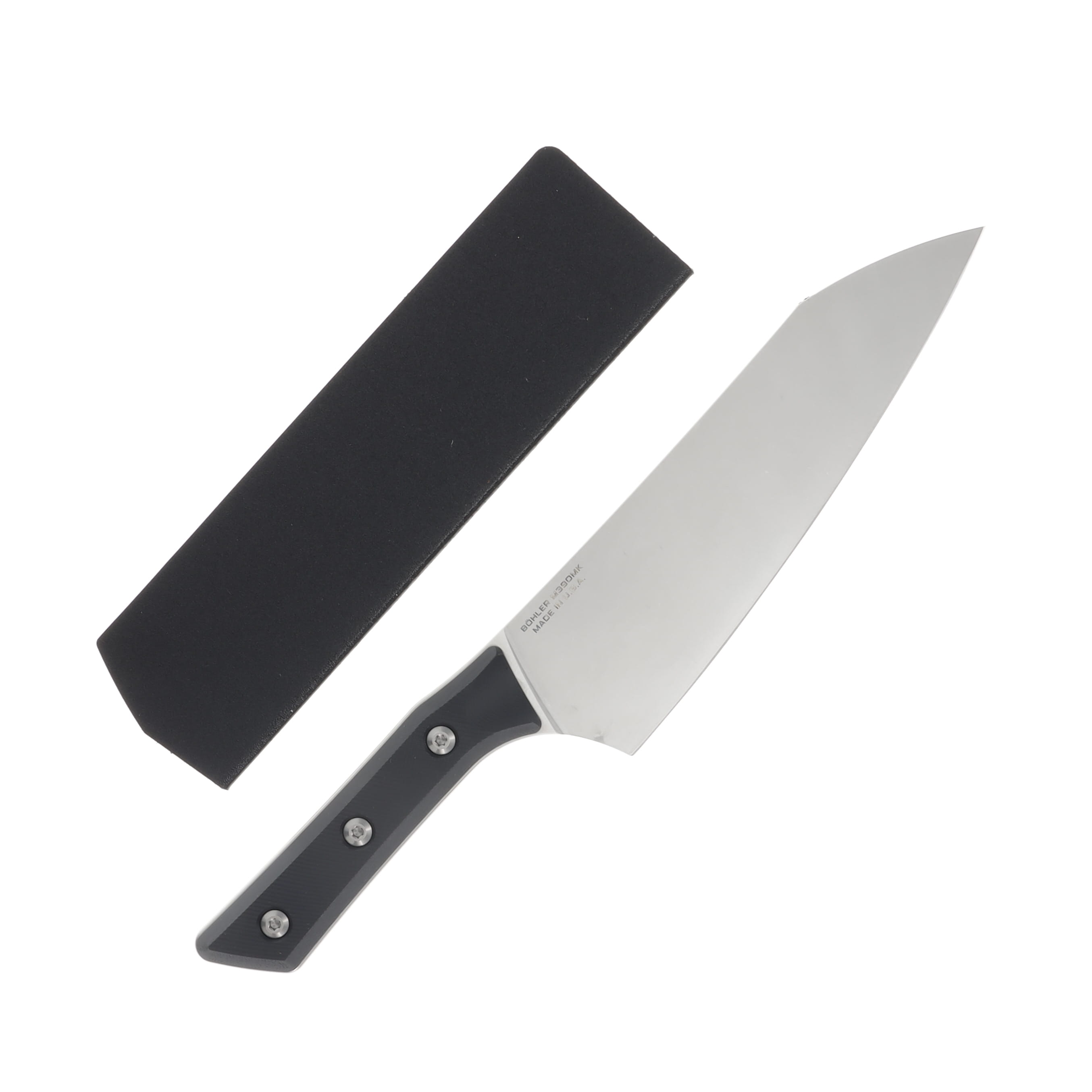 Microtech Chef Knife Black G10 8in Plain Edge Stonewash Blade MT300010BK View 2