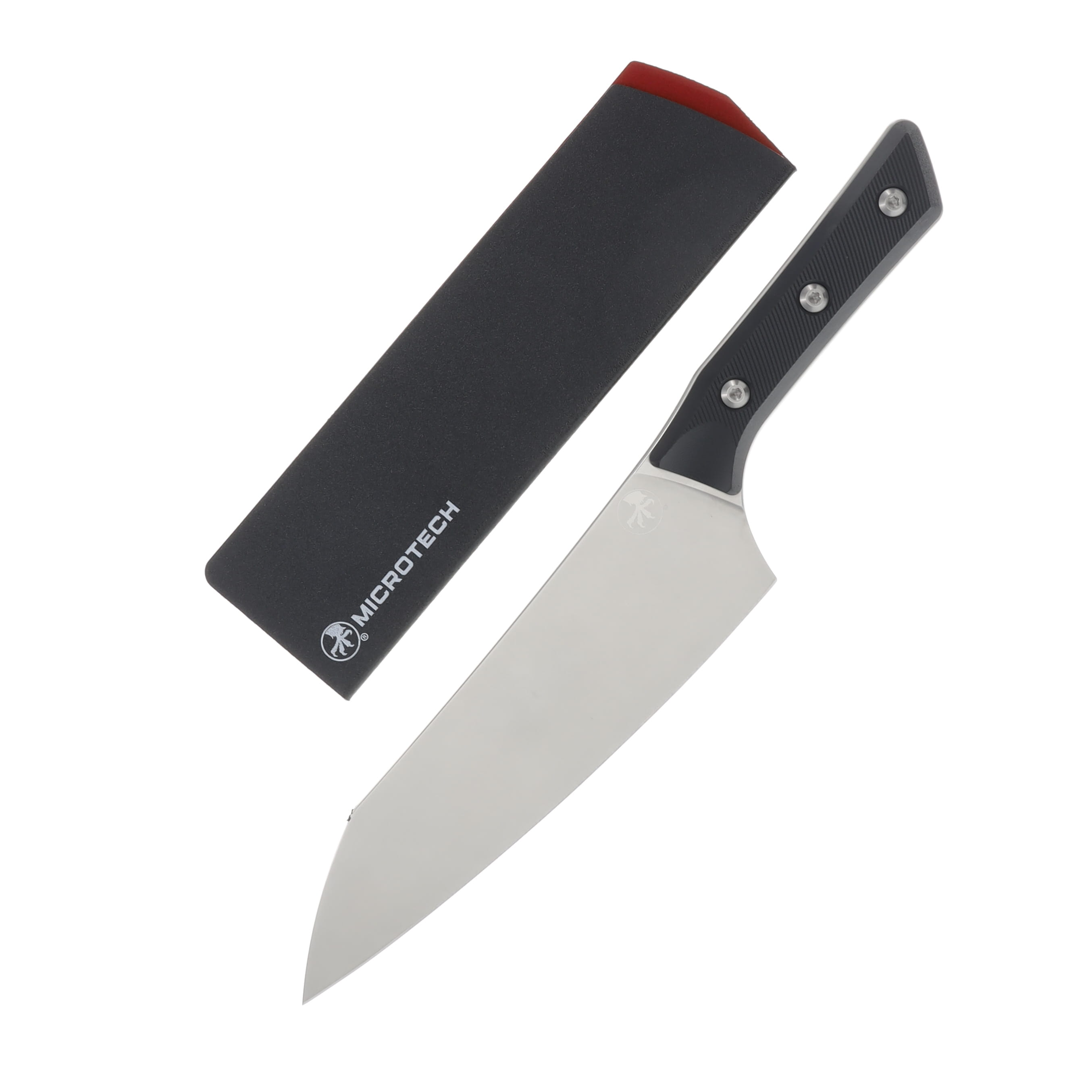 Microtech Chef Knife Black G10 8in Plain Edge Stonewash Blade MT300010BK View 1