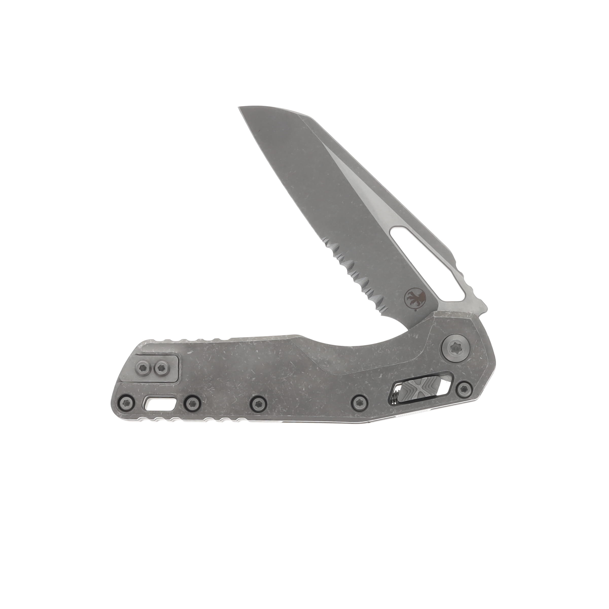 MICROTECH MSI RAM-LOK PARTIAL SERRATED MARFIONE SELECT FOLDING KNIFE APOCALYPTIC TITANIUM SLAB HANDLE 3.75IN APOCALYPTIC BOHLER M390MK DROP POINT MT21011APMS1 View 3