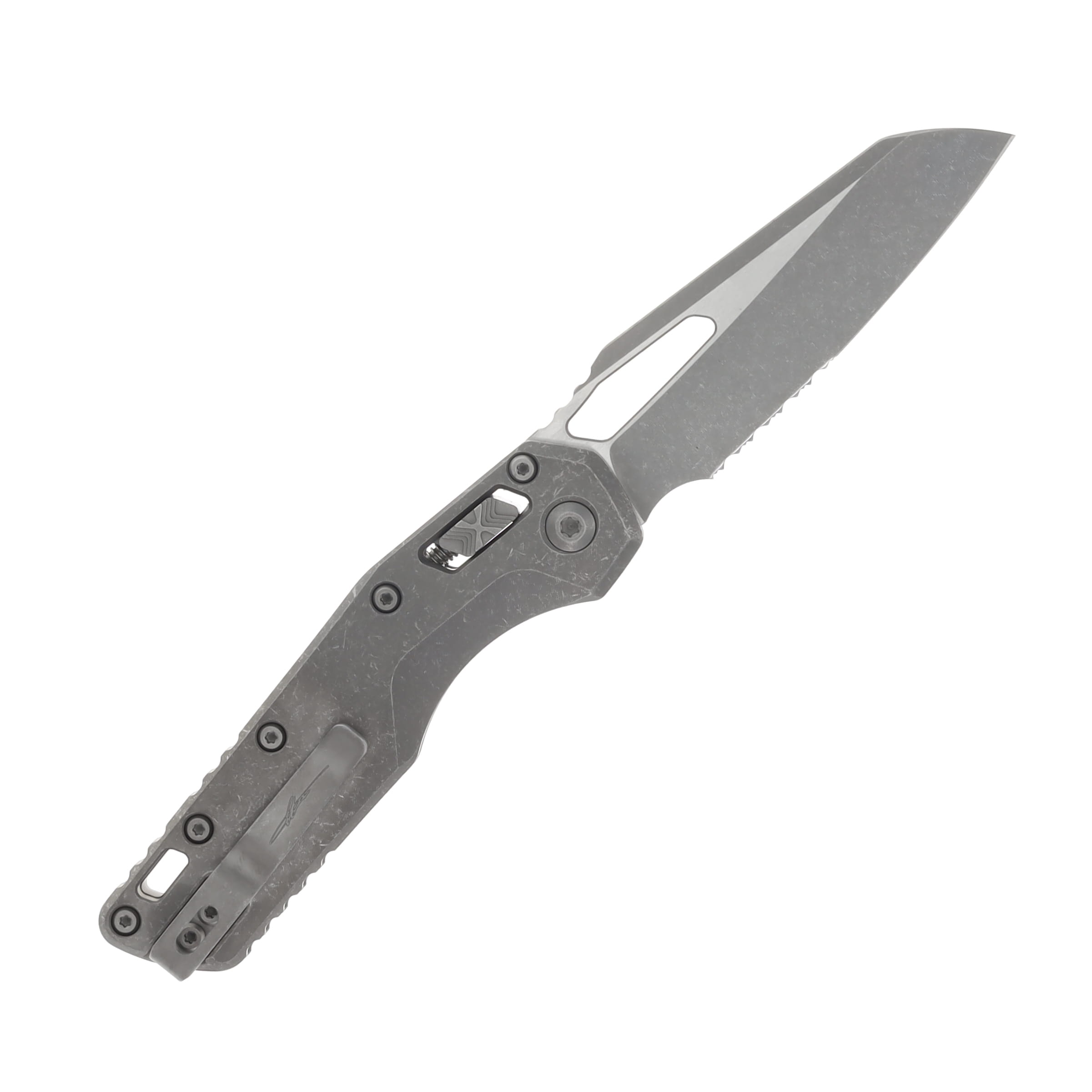 MICROTECH MSI RAM-LOK PARTIAL SERRATED MARFIONE SELECT FOLDING KNIFE APOCALYPTIC TITANIUM SLAB HANDLE 3.75IN APOCALYPTIC BOHLER M390MK DROP POINT MT21011APMS1 View 2