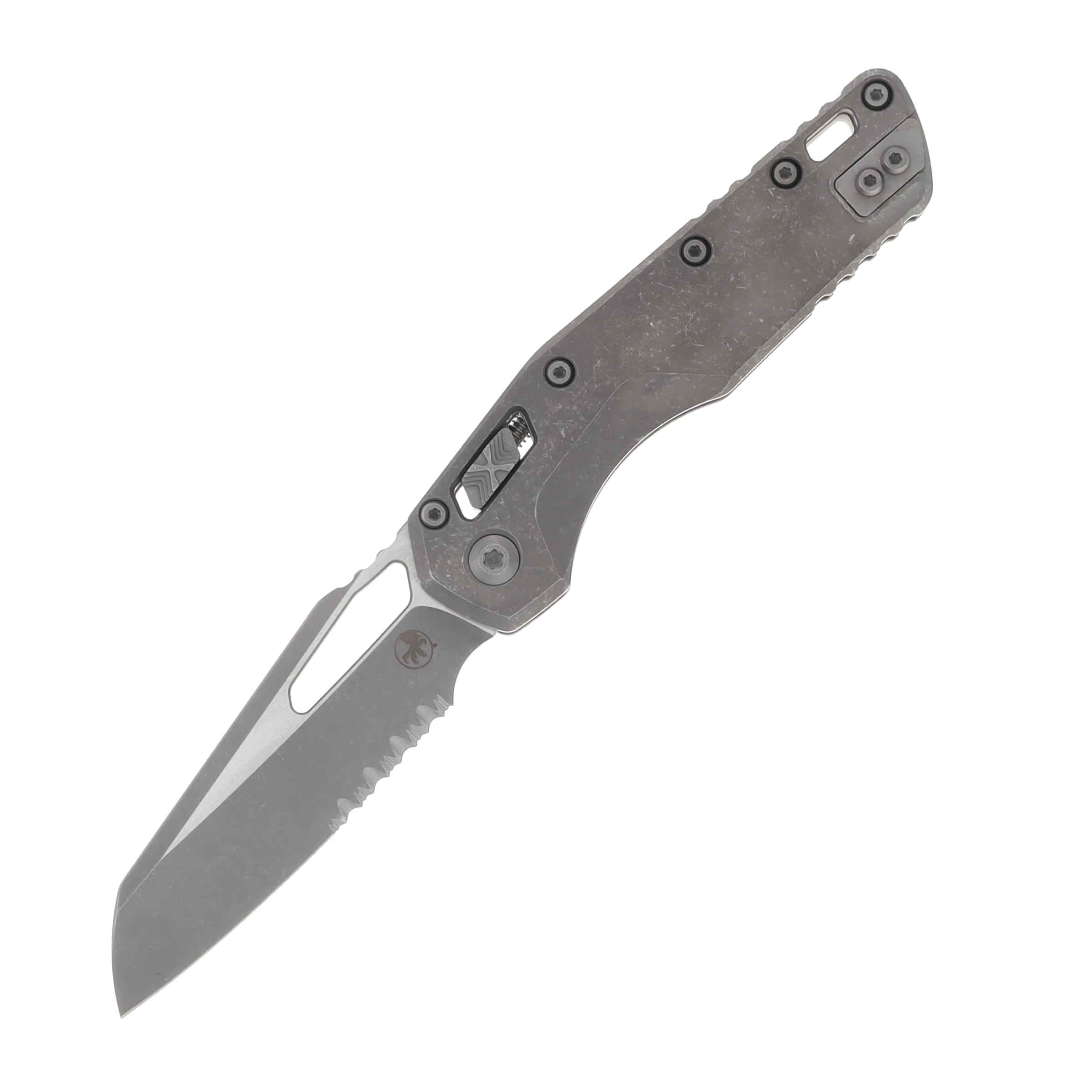 MICROTECH MSI RAM-LOK PARTIAL SERRATED MARFIONE SELECT FOLDING KNIFE APOCALYPTIC TITANIUM SLAB HANDLE 3.75IN APOCALYPTIC BOHLER M390MK DROP POINT MT21011APMS1 View 1