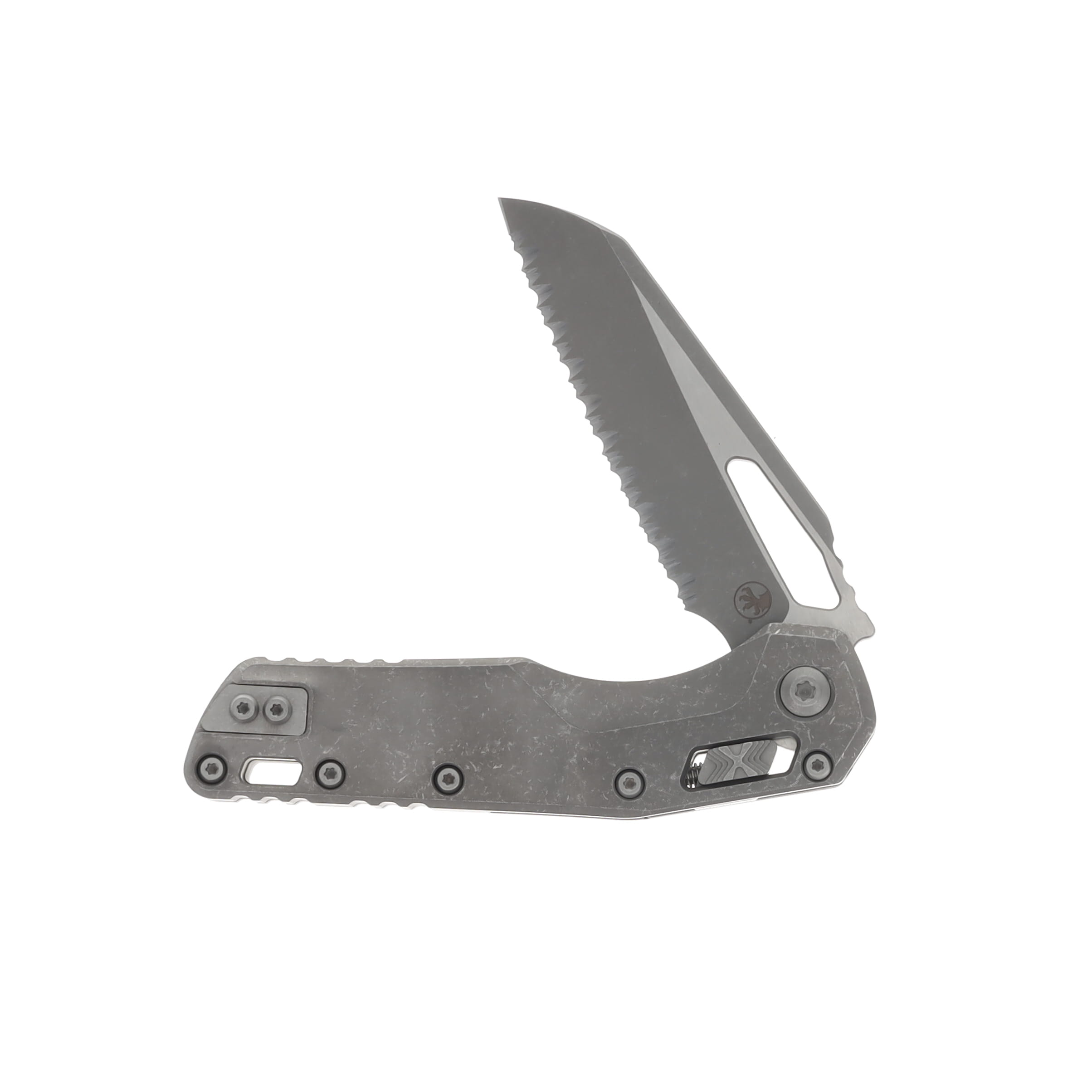 MICROTECH MSI RAM-LOK FULL SERRATED MARFIONE SELECT FOLDING KNIFE APOCALYPTIC SLAB TITANIUM HANDLE 3.75IN APOCALYPTIC BOHLER M390MK DROP POINT MT21012APMS1 View 3