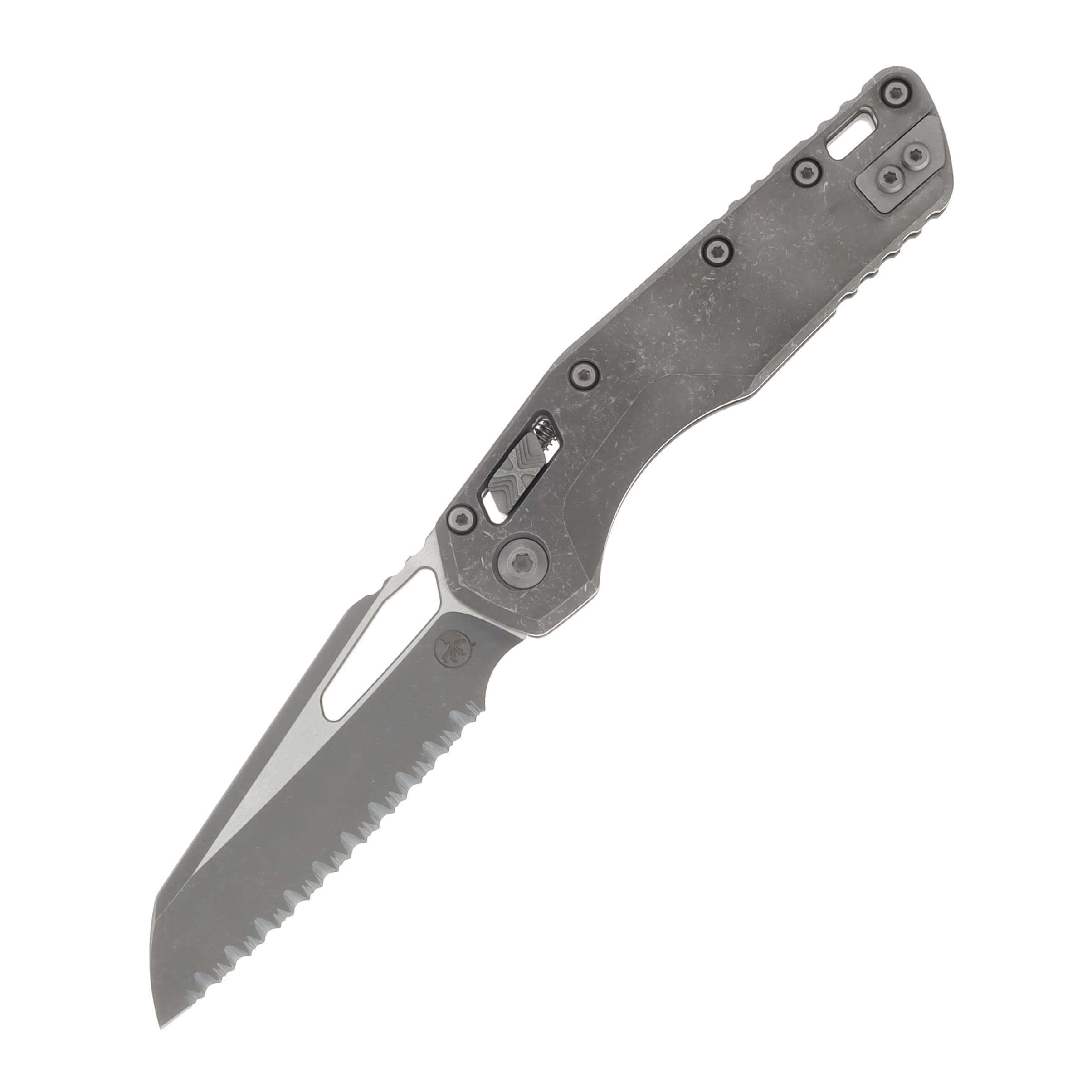 MICROTECH MSI RAM-LOK FULL SERRATED MARFIONE SELECT FOLDING KNIFE APOCALYPTIC SLAB TITANIUM HANDLE 3.75IN APOCALYPTIC BOHLER M390MK DROP POINT MT21012APMS1 View 1