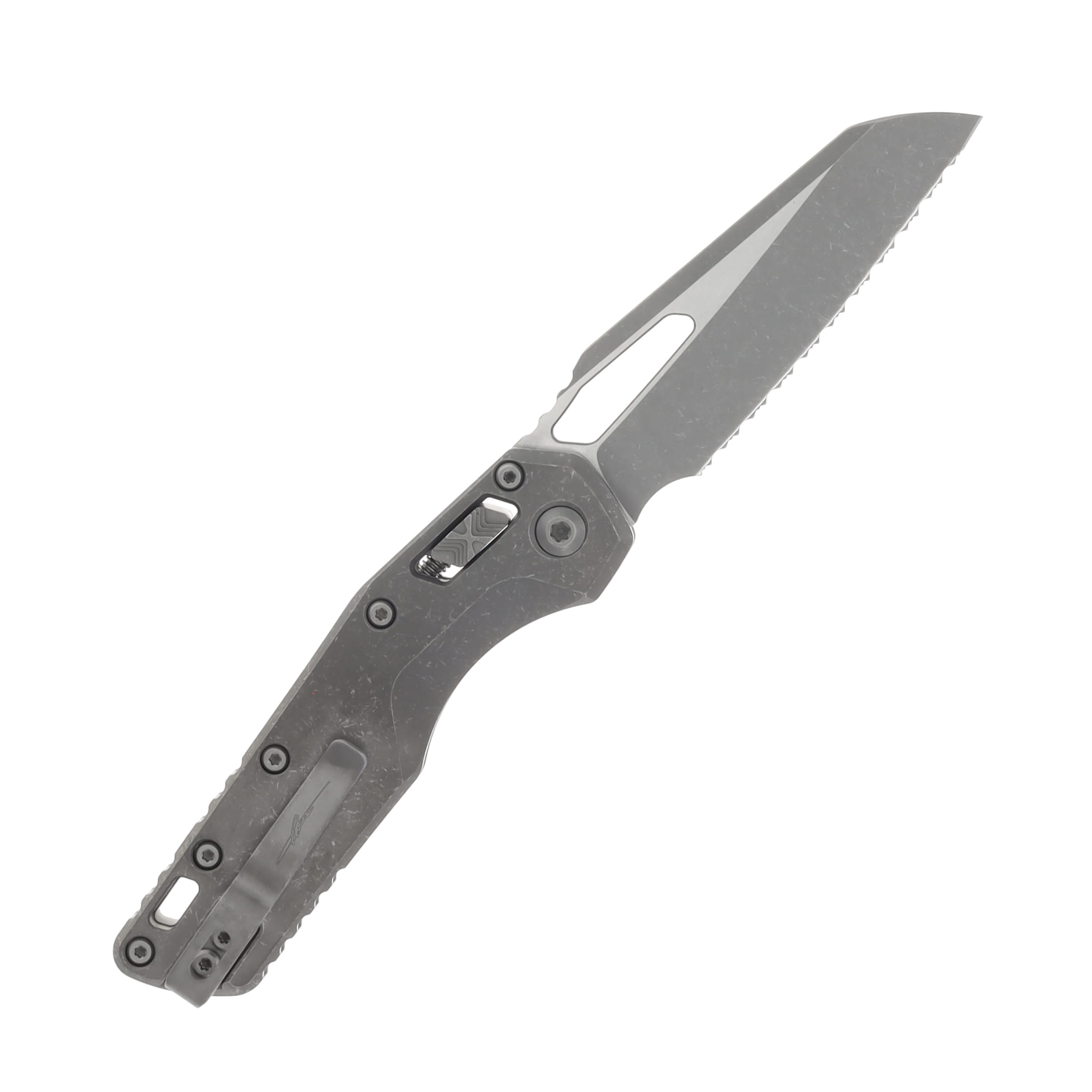MICROTECH MSI RAM-LOK FULL SERRATED MARFIONE SELECT FOLDING KNIFE APOCALYPTIC SLAB TITANIUM HANDLE 3.75IN APOCALYPTIC BOHLER M390MK DROP POINT MT21012APMS1 View 2