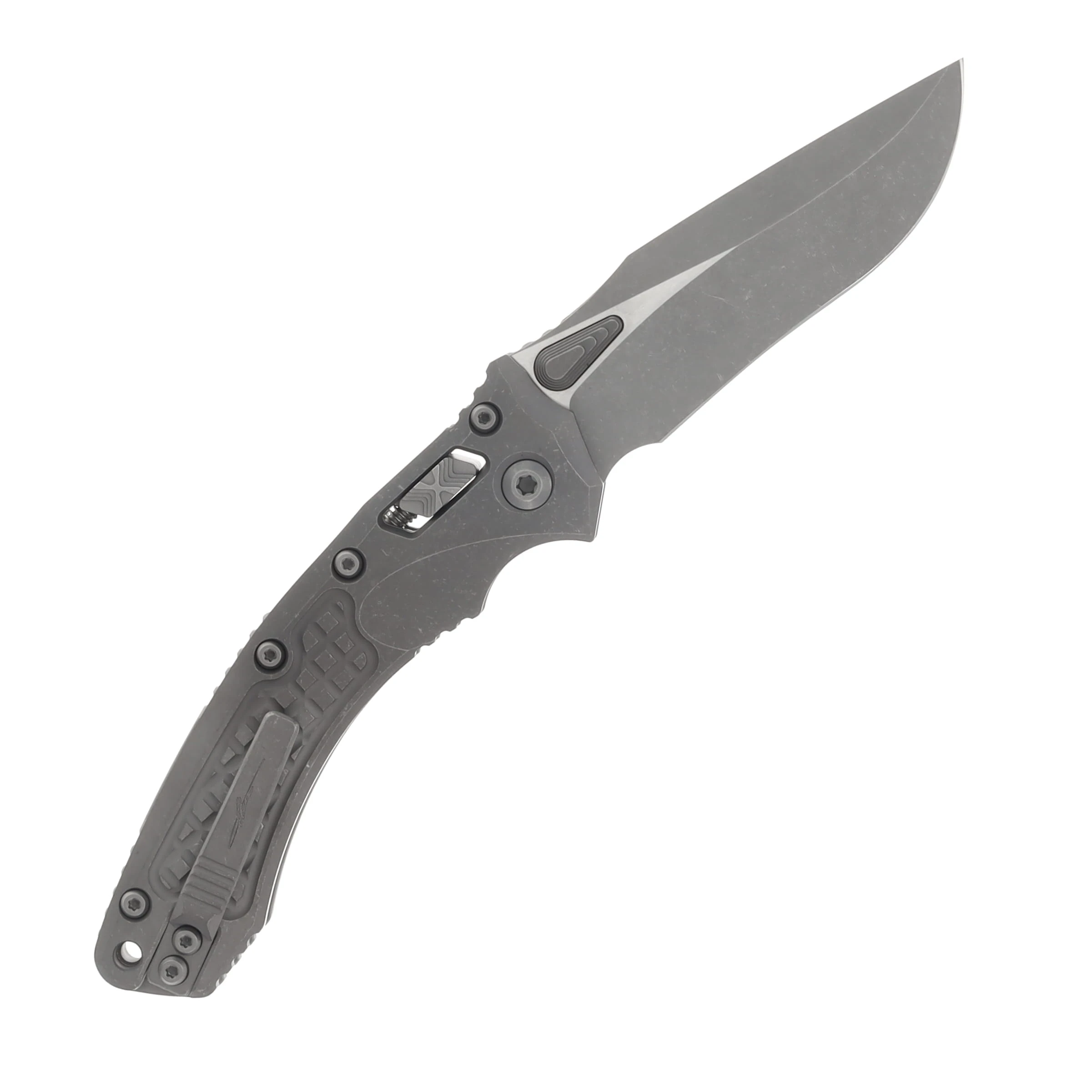 MICROTECH AMPHIBIAN RAM-LOK MARFIONE SELECT FOLDING KNIFE APOCALYPTIC TITANIUM FRAG PATTERN HANDLE 3.9IN APOCALYPTIC BOHLER M390MK DROP POINT BLADE MT137RL10APFRMS1 View 2