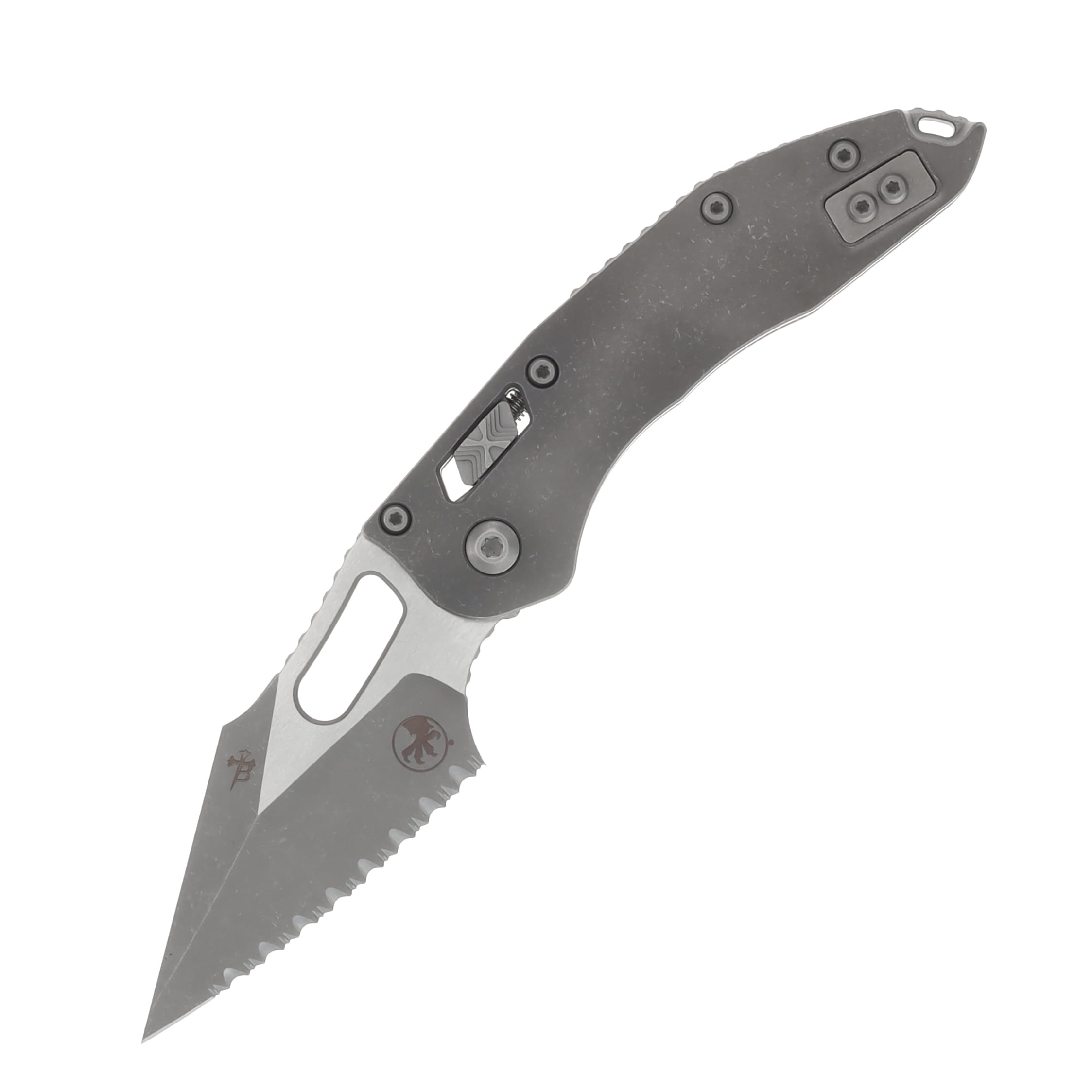 MICROTECH STITCH–RAM LOCK S/E MARFIONE SELECT FOLDING KNIFE APOCALYPTIC SLAB TITANIUM HANDLE 3.625IN APOCALYPTIC BOHLER M390MK SPEAR POINT MT169RL10APMS1 View 1