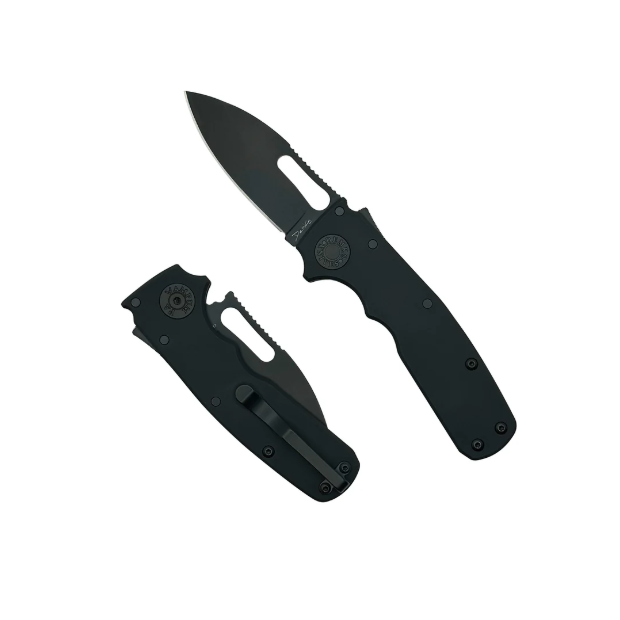 Demko Shark Cub Stealth Folding Knife 2.5in Plain Black Slicer Shark SCS-20CV-BLKALUMSS View 1