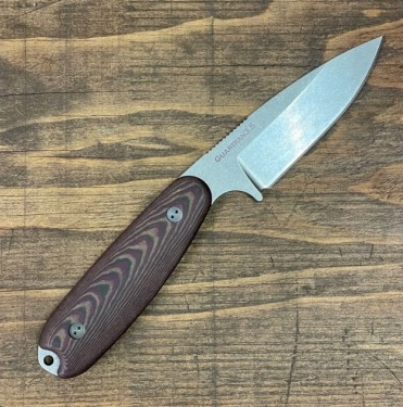 Bradford Guardian 3.5 Fixed Blade Knife Stonewash Magnacut/3D Chocolate and Red Richlite with Leather Sheath BRAD3357 View 1