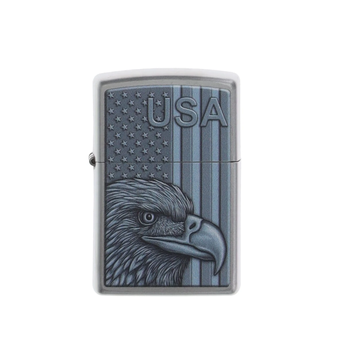 Zippo Lighter Eagle Head and Flag USA Satin Chrome Americana Series ZP46825 View 2
