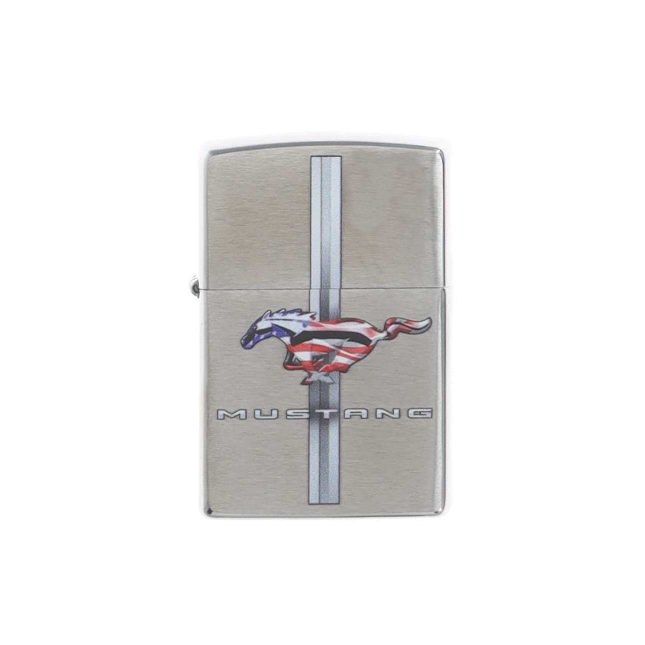 Zippo Lighter Ford Mustang Red White and Blue Pony Brushed Chrome ZP46791 View 2