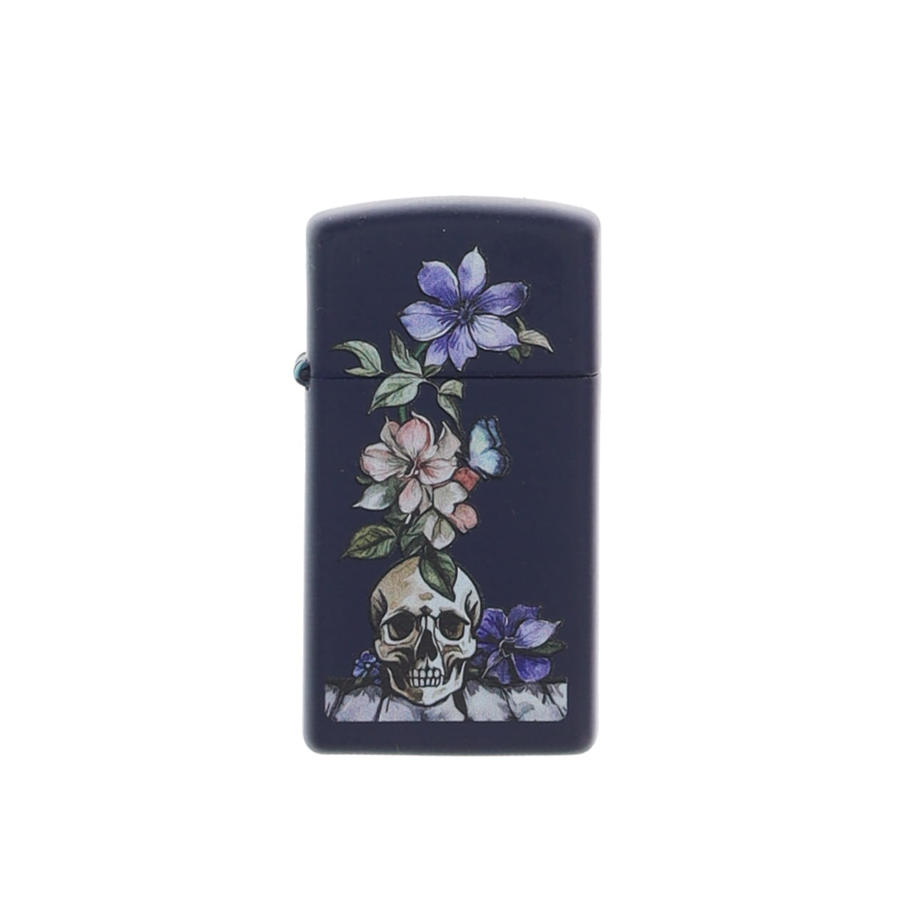 Zippo Lighter Skull and Flower Slim Navy Matte ZP46813 View 2