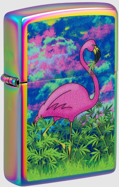 Zippo Lighter Flamingo Cannabis Rainbow Spectrum Cannabis Designs ZP46827 View 1