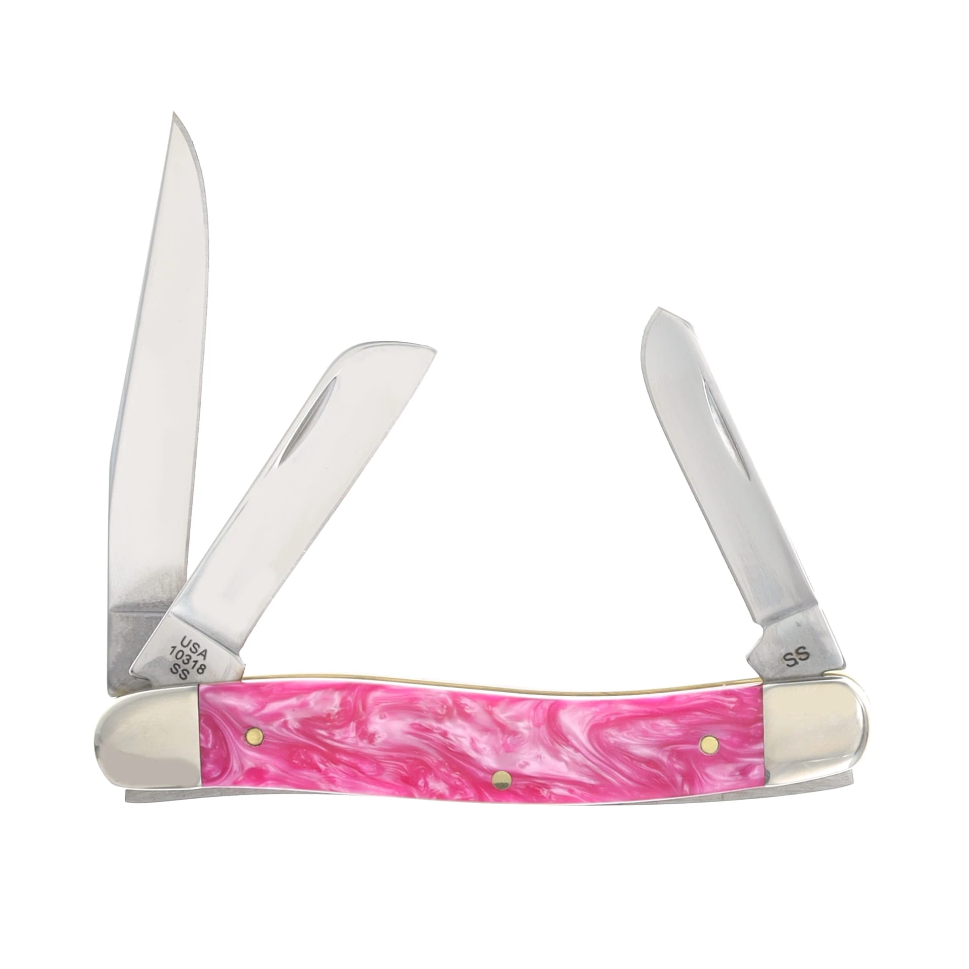 Case XX Pink Crackle Kirinite Medium Stockman Folding Knife CA16161 View 2