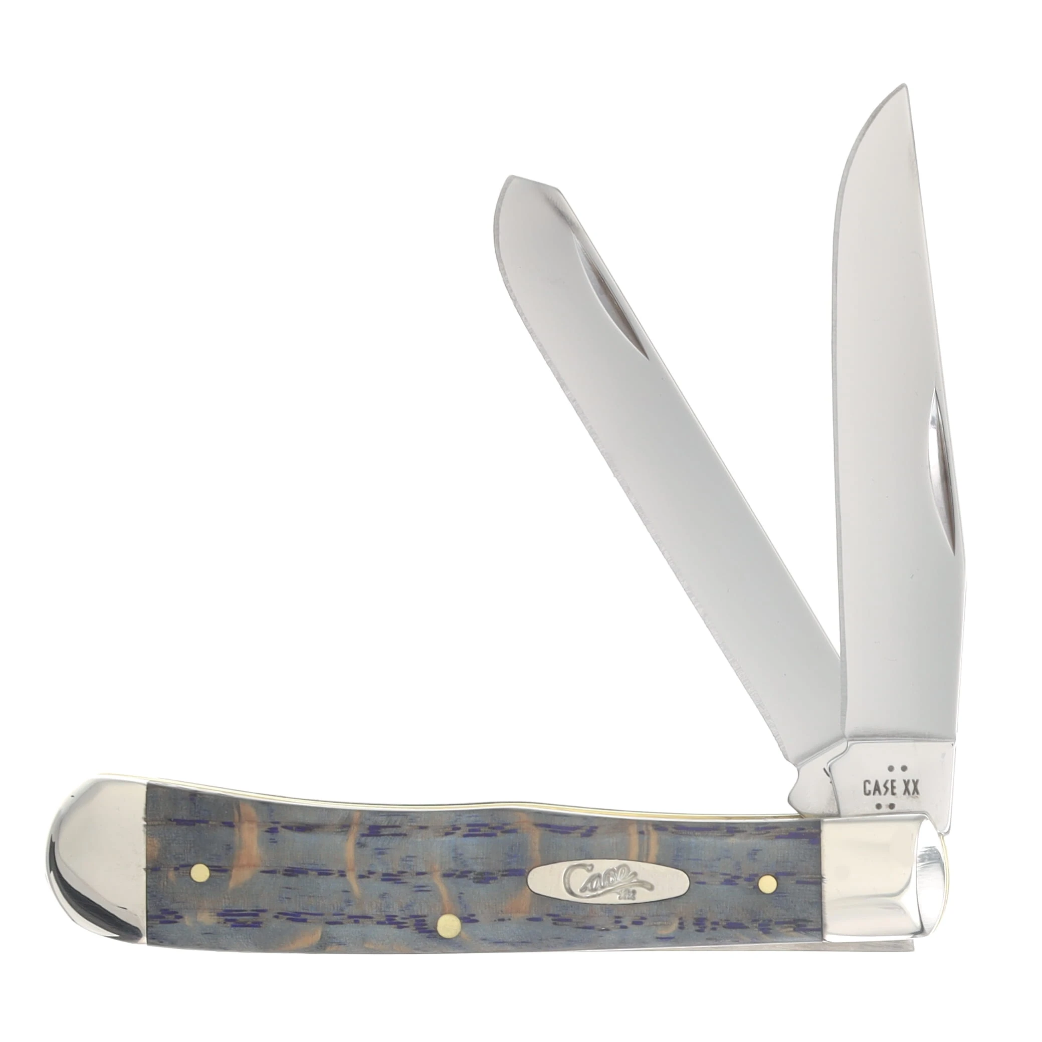 Case XX Blue Smooth Curly Oak Trapper Folding Knife CA47490 View 1