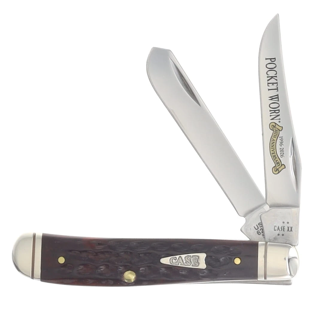 Case XX Pocket Worn 30th Anniversary Corn Cob Jigged Mahogany Bone Mini Trapper CA55231 View 1