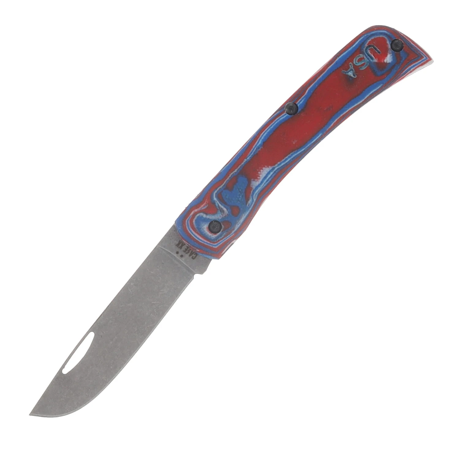 Case XX XR Crossroads Series Red White Blue Burl G-10 Sod Buster Jr Folding Knife CA66386 View 1