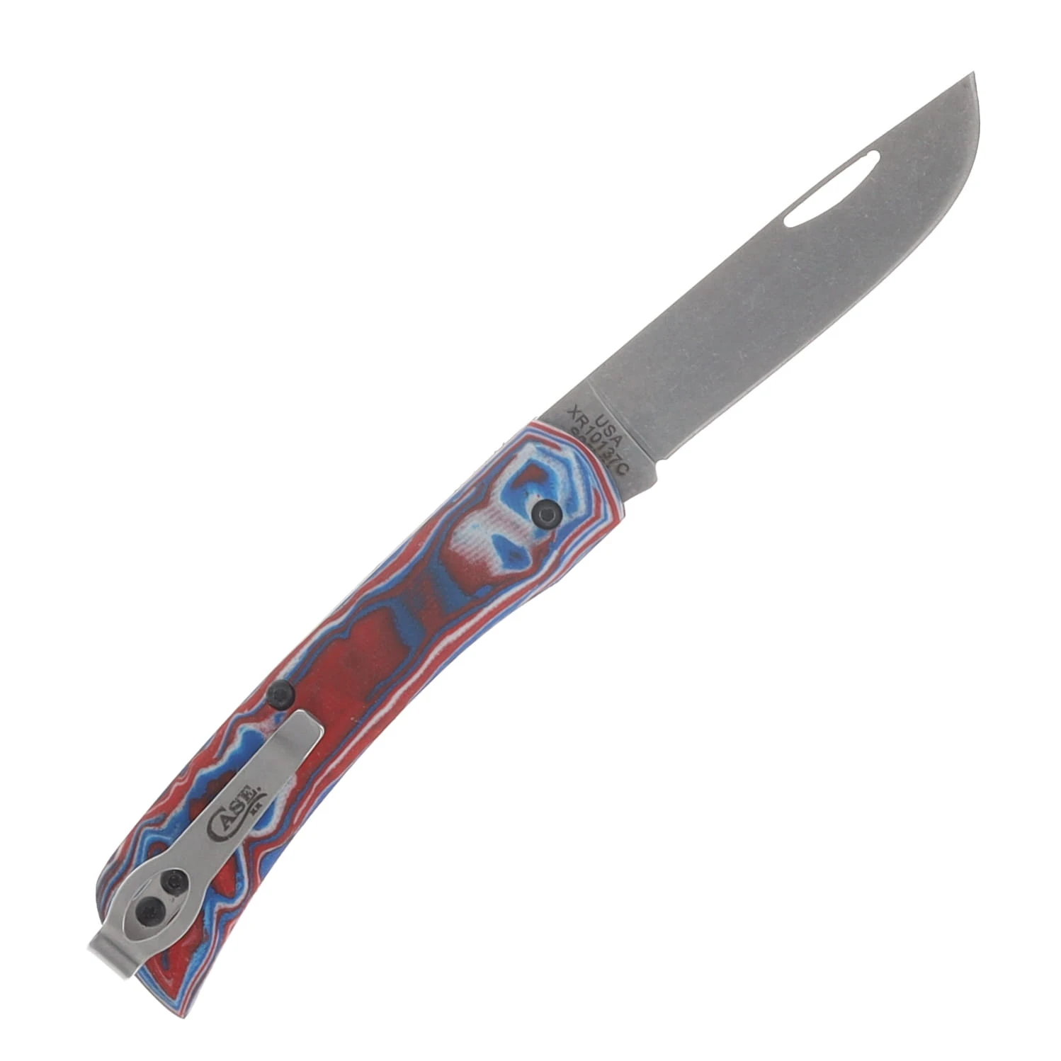 Case XX XR Crossroads Series Red White Blue Burl G-10 Sod Buster Jr Folding Knife CA66386 View 2