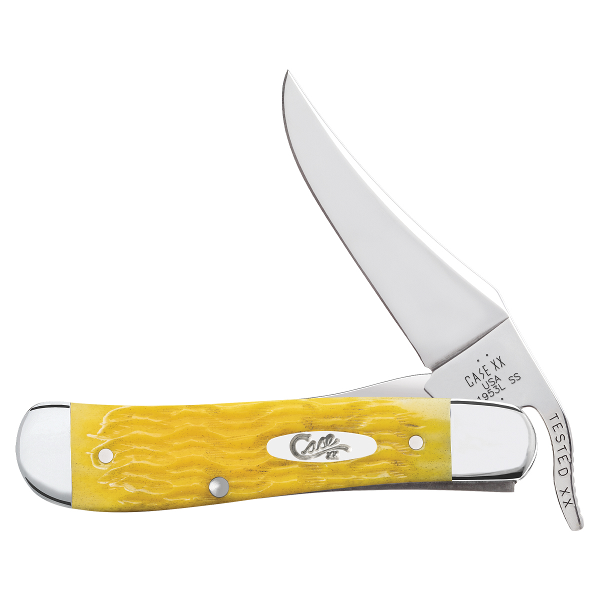 Case XX Platts Jigged Yellow Bone RussLock Folding Knife CA75315 View 1