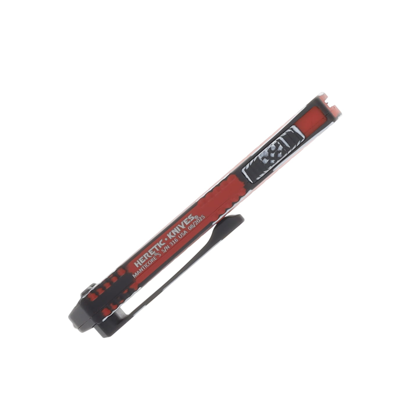 Heretic Manticore S OTF Automatic Knife Red Cel-Shade Recurve Magnacut/Grenade Grip H025F-CS-RD View 6