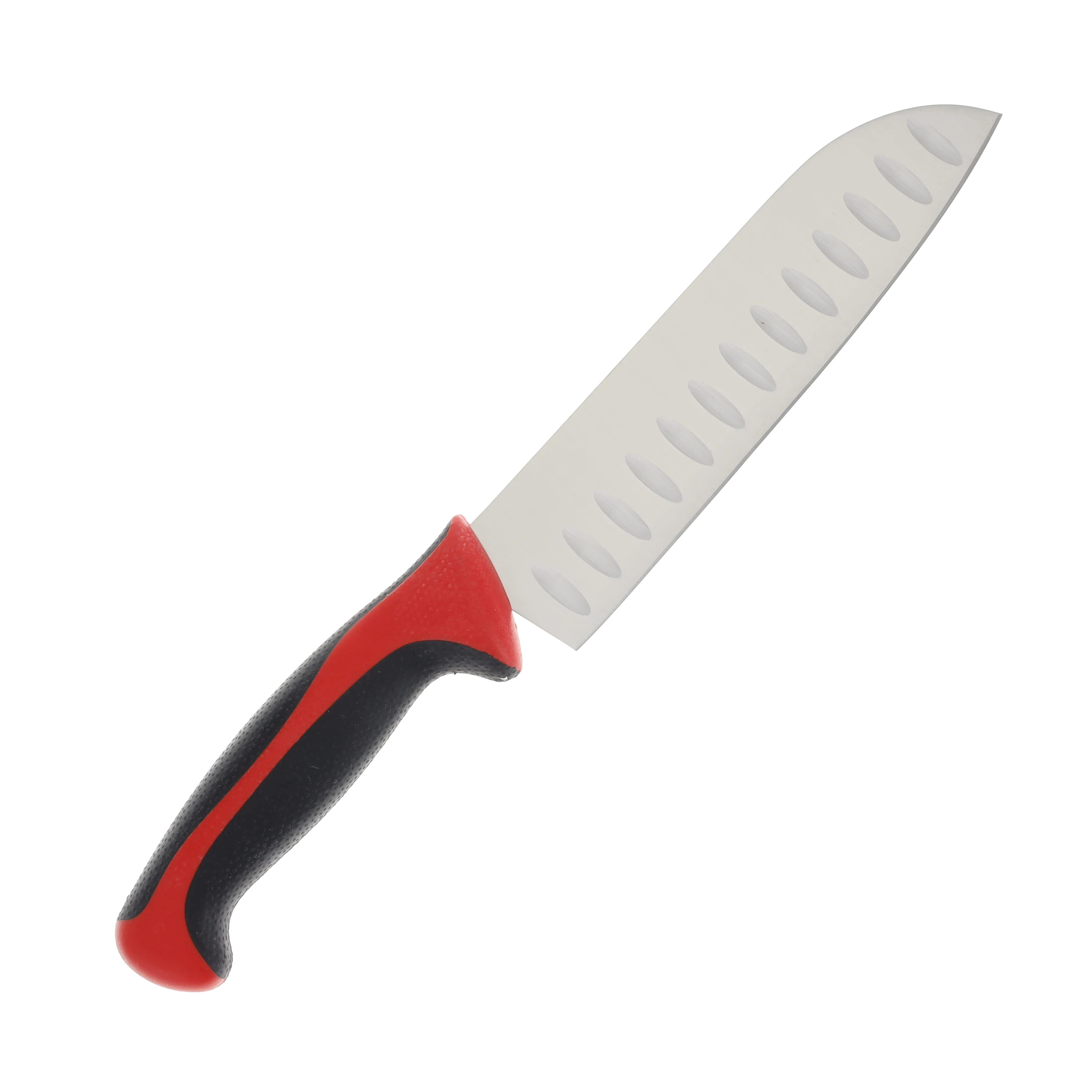 Mercer Sports Millennia Colors 7in Santoku Granton Edge Red Black Handle M22707RD View 2