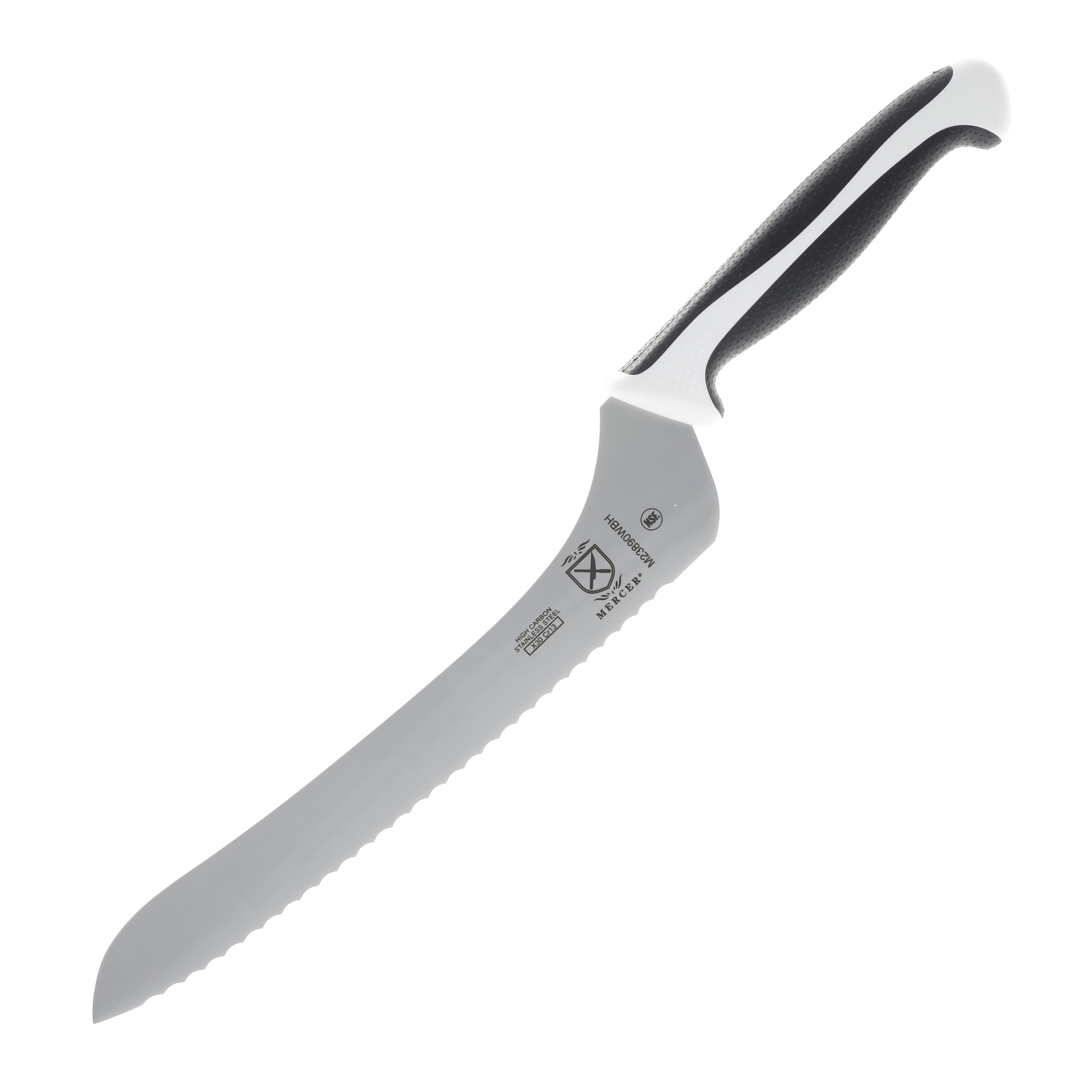 Mercer Sports Millennia Colors 9in Wavy Edge Offset Bread Knife White Black Handle M23890WBH View 1