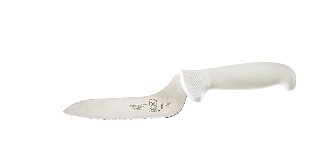 Mercer Sports Ultimate White 6" Offset Bread Knife Wavy Edge M18134 View 1
