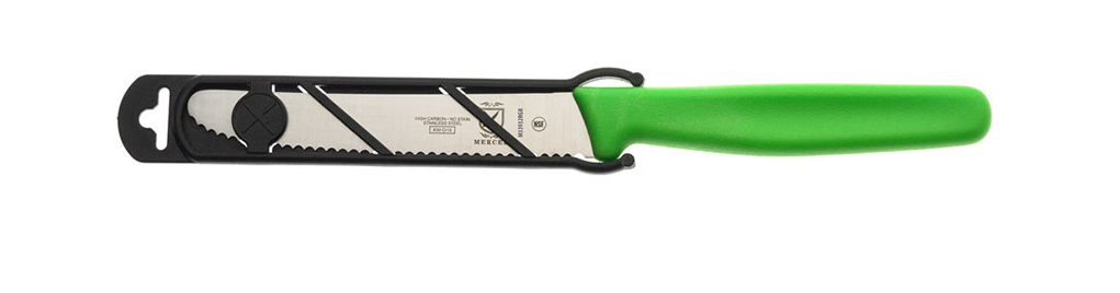 Mercer Sports 4.3in Utility Knife Rounded Tip Wavy Edge Green Handle M33932GRB View 2